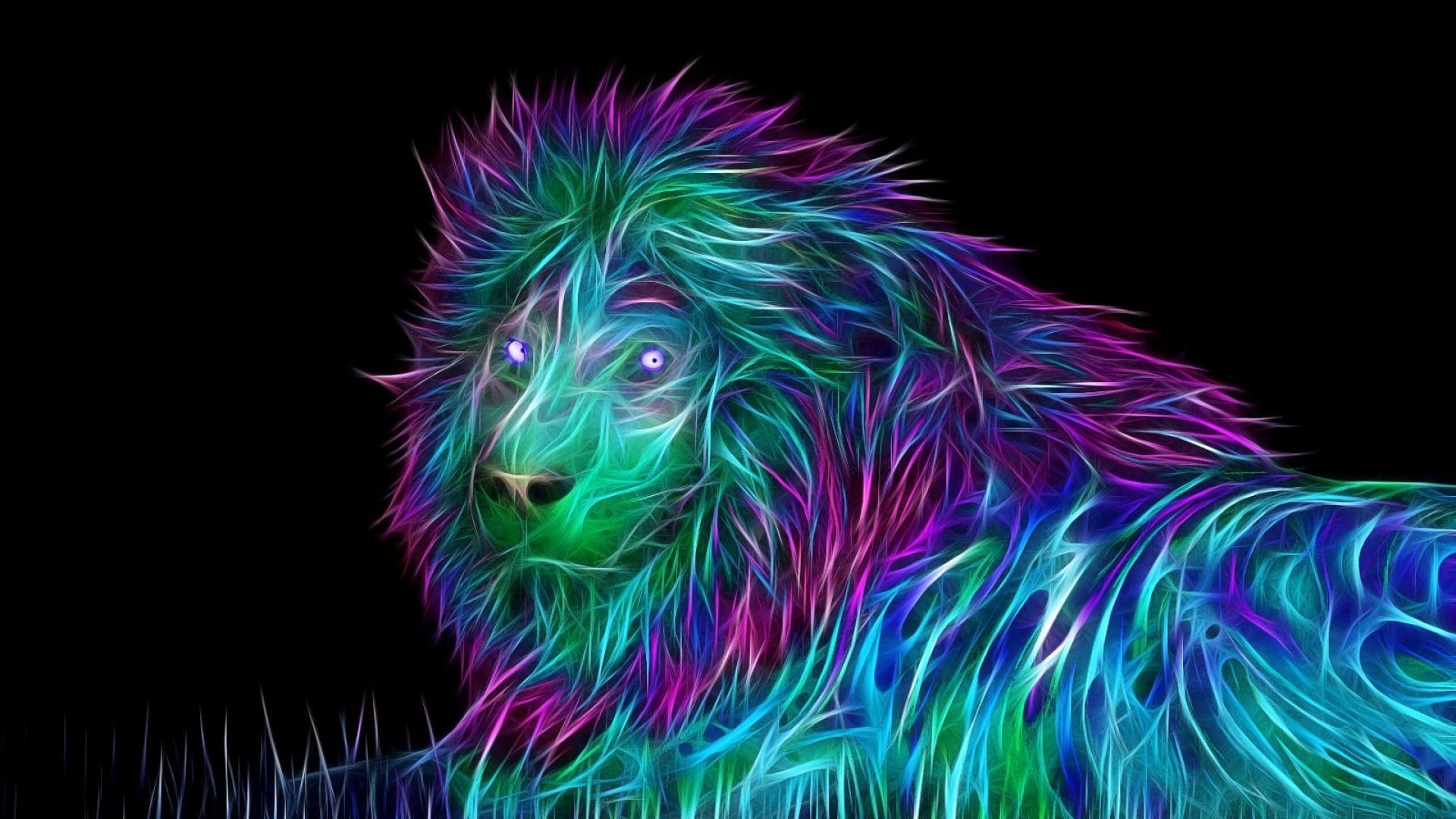 Download Wallpaper Abstract, 3d, Art, Lion Full HD 1080p