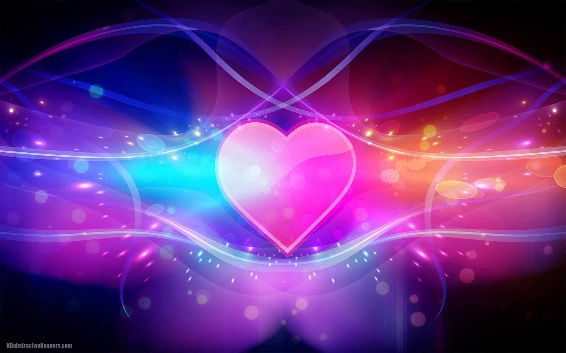Colorful abstract wallpaper with pink love heart