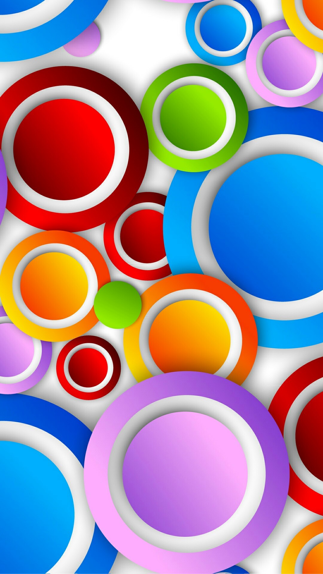 Colorful Circles with White Trim Wallpaper