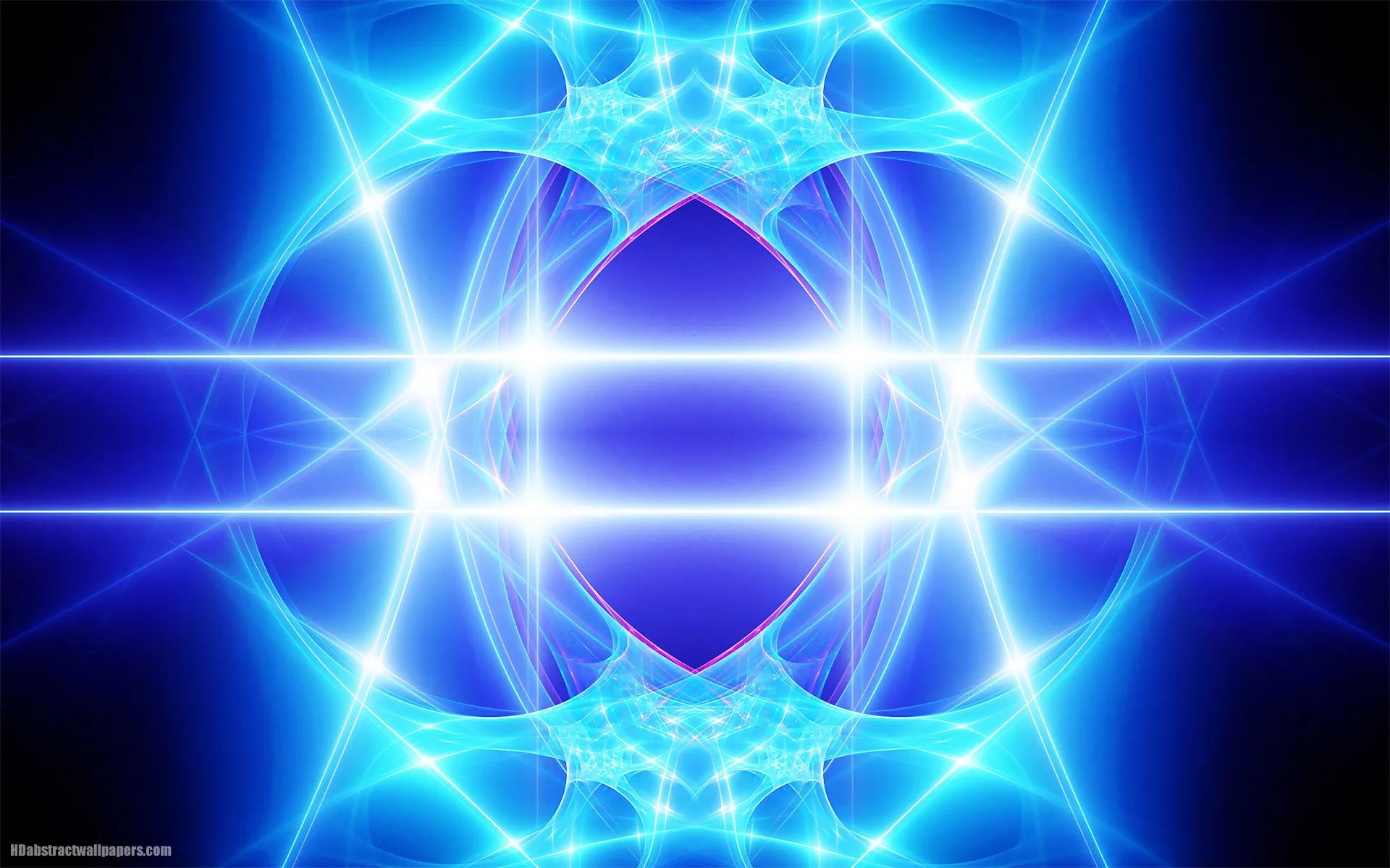 Blue abstract background with lines and bright lights