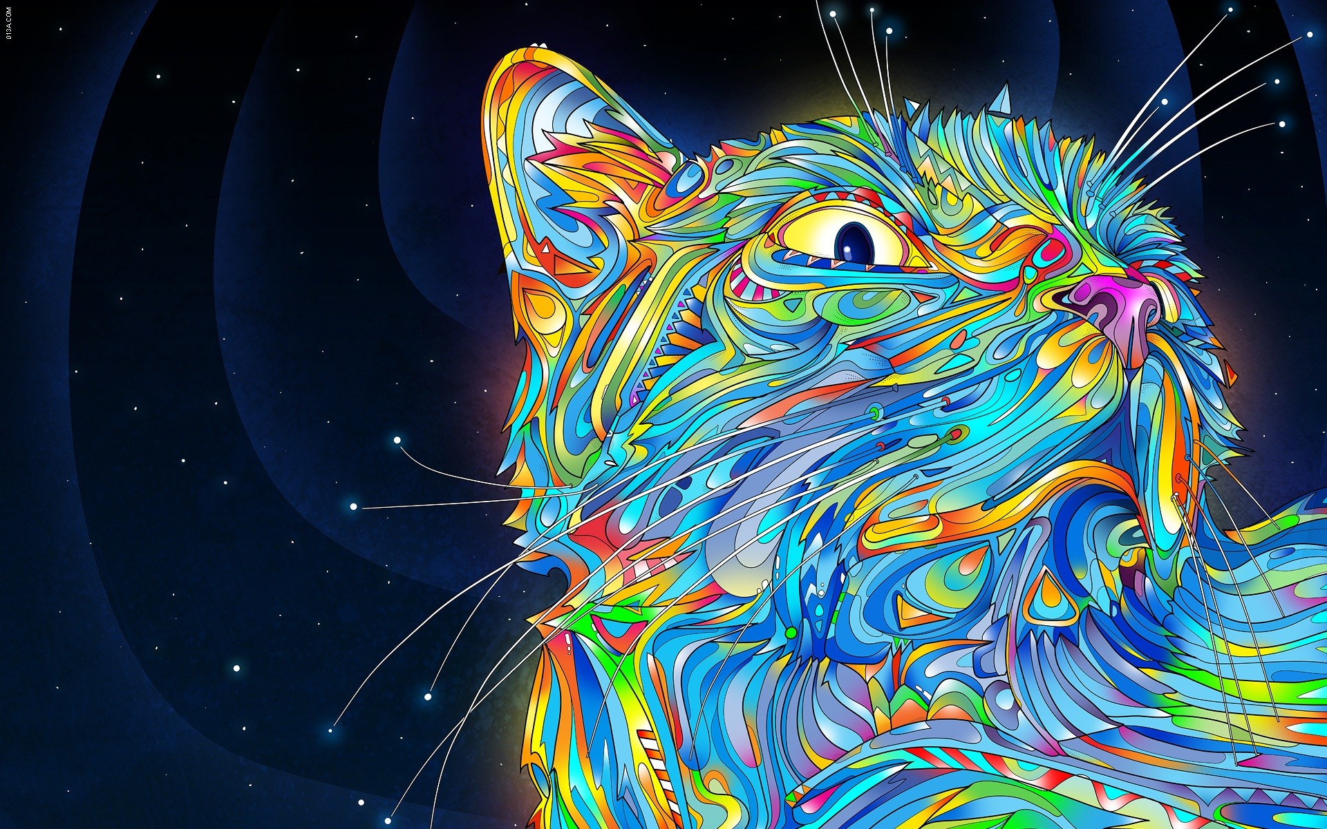 Cats Matei Apostolescu Outer Space Rainbows Trippy
