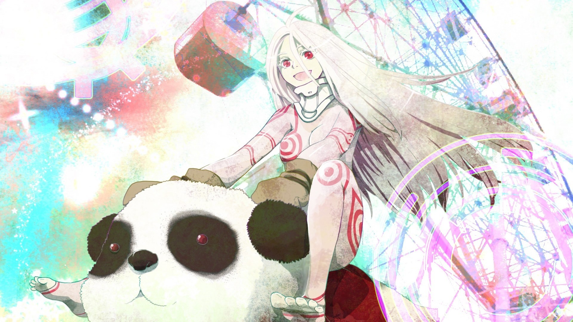 Wallpaper anime, girl, panda, skate