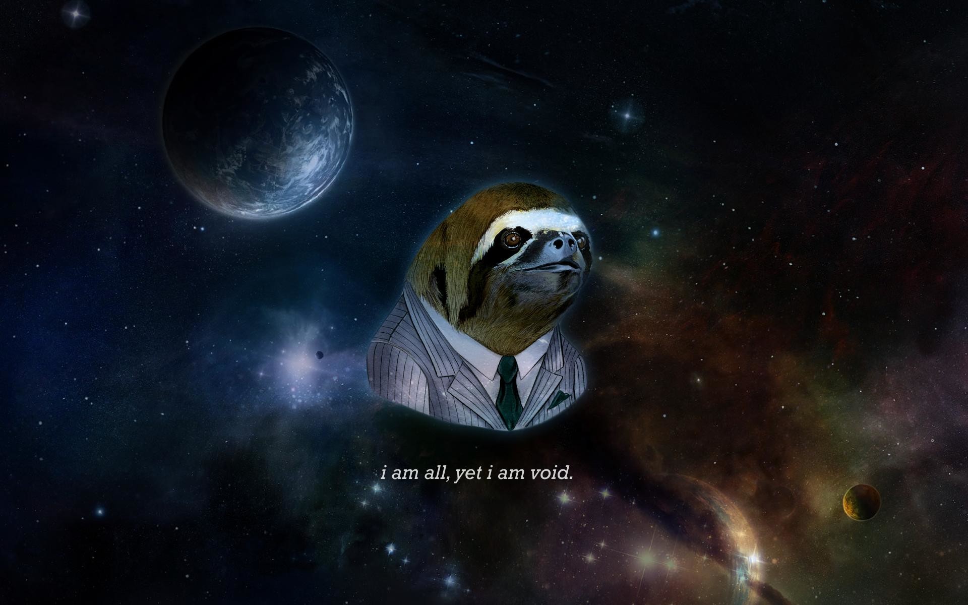 Cosmic sloth, my variant of the business sloth desktop background .