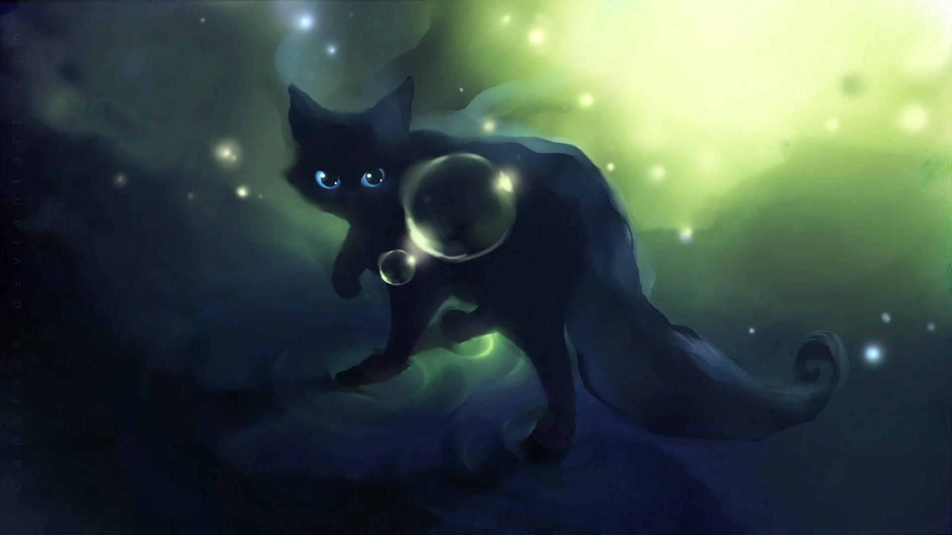 Heart touching Cuties and Kittens Speed Painting by Apofiss – Mysterious demon cat , Amazing Little Kitty Illustrations Wallpaper 17