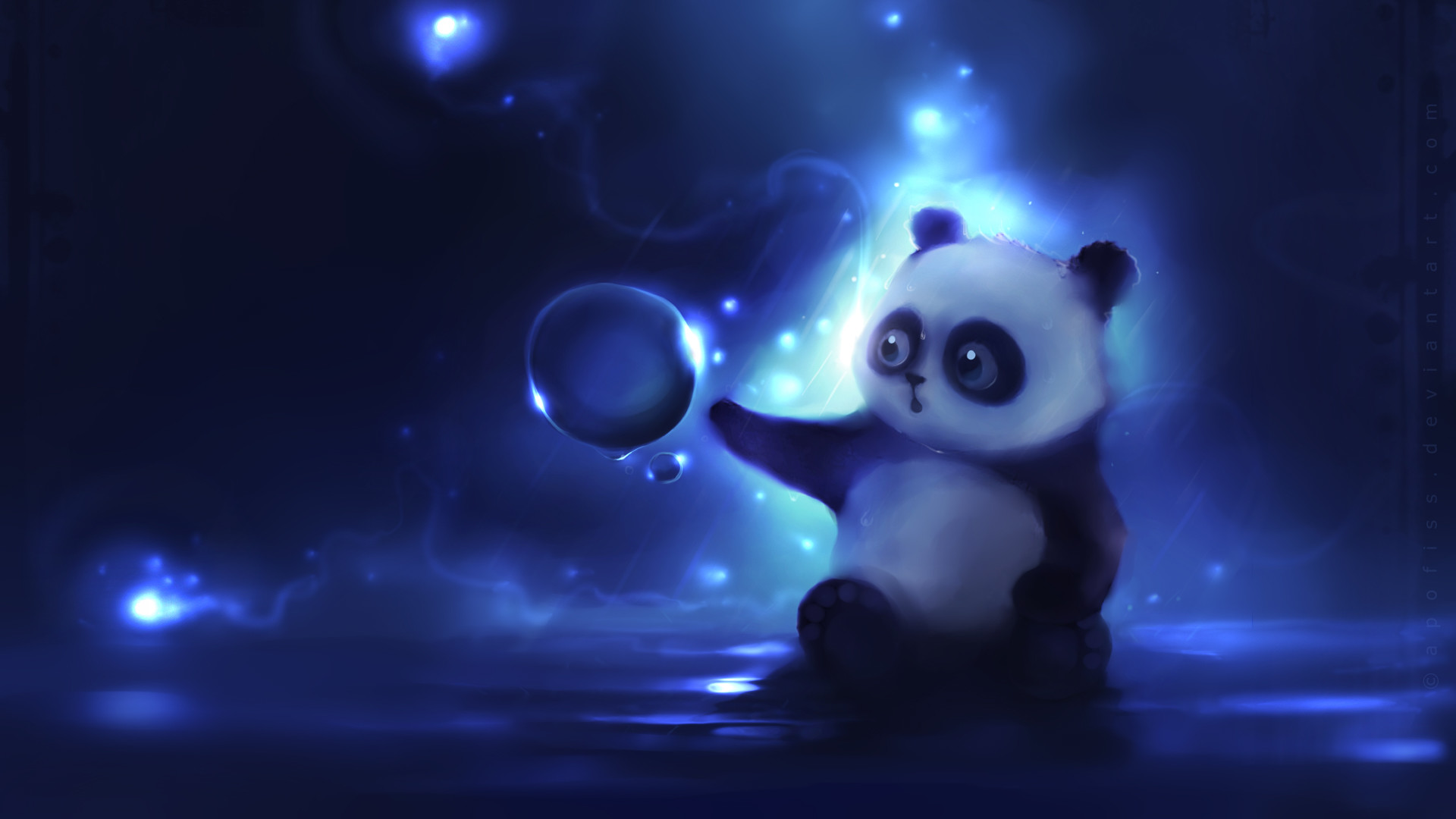 Preview wallpaper panda, art, apofiss, night 1920×1080