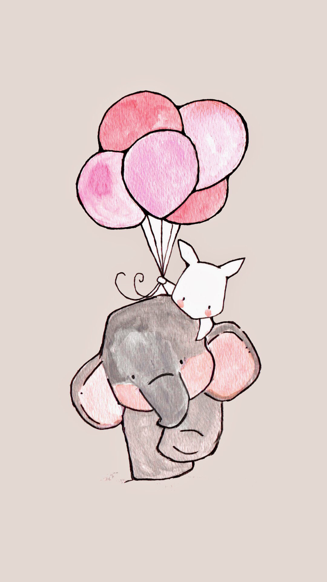 Iphone wallpaper girly elephant and rabbit