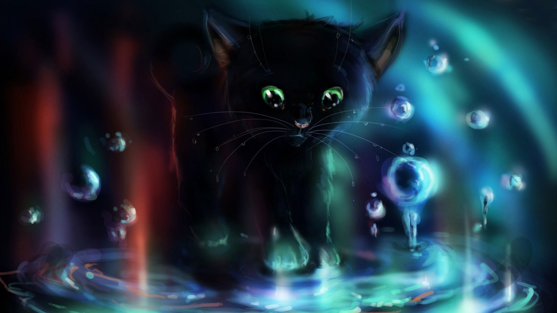 Hd pics photos attractive black cat water 2d animated cartoon hd quality desktop background wallpaper
