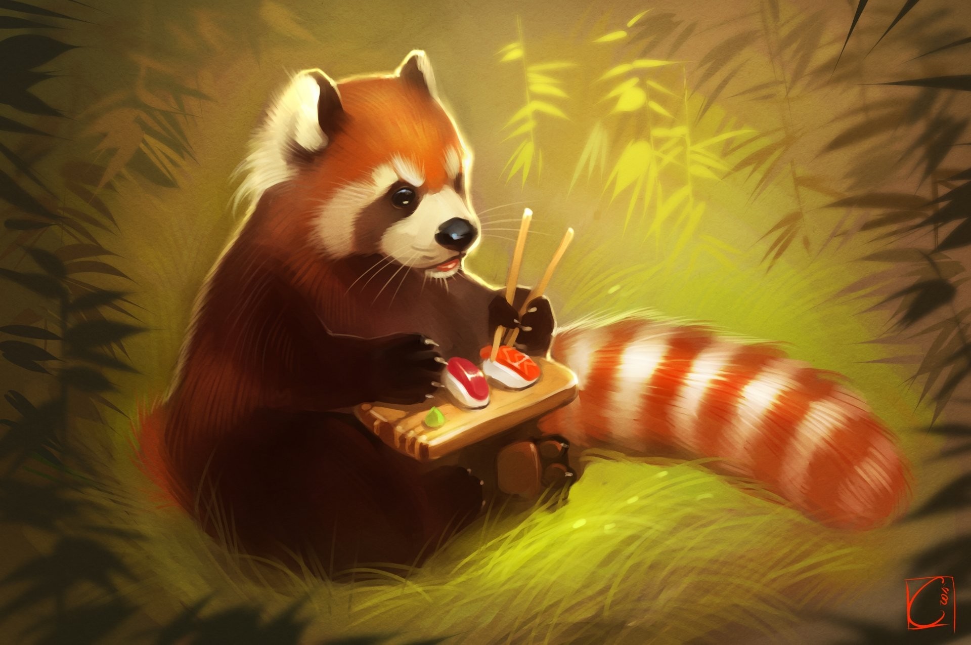 Red panda art panda land bear