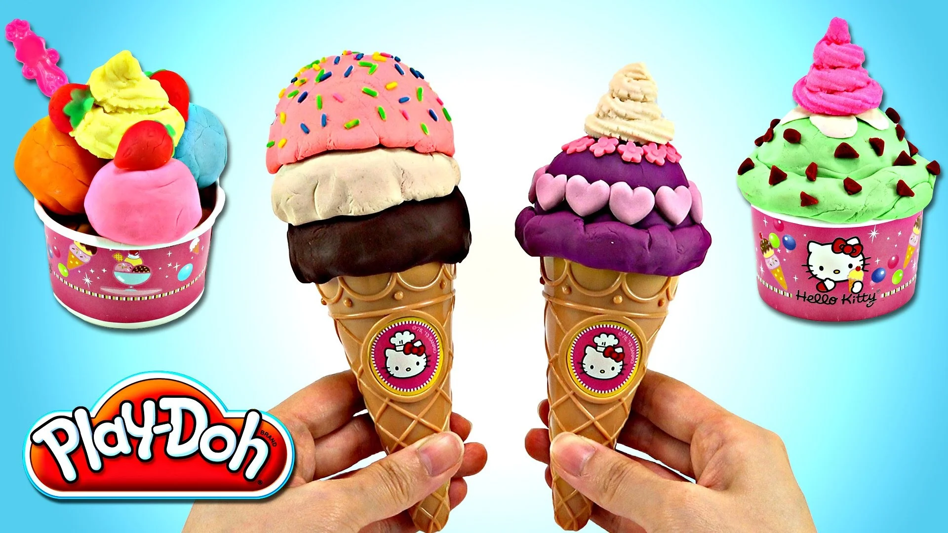 Play doh HELLO KITTY Ice Cream Parlor SUNDAE Frozen Desserts | Sweet Treats  Playdough – YouTube