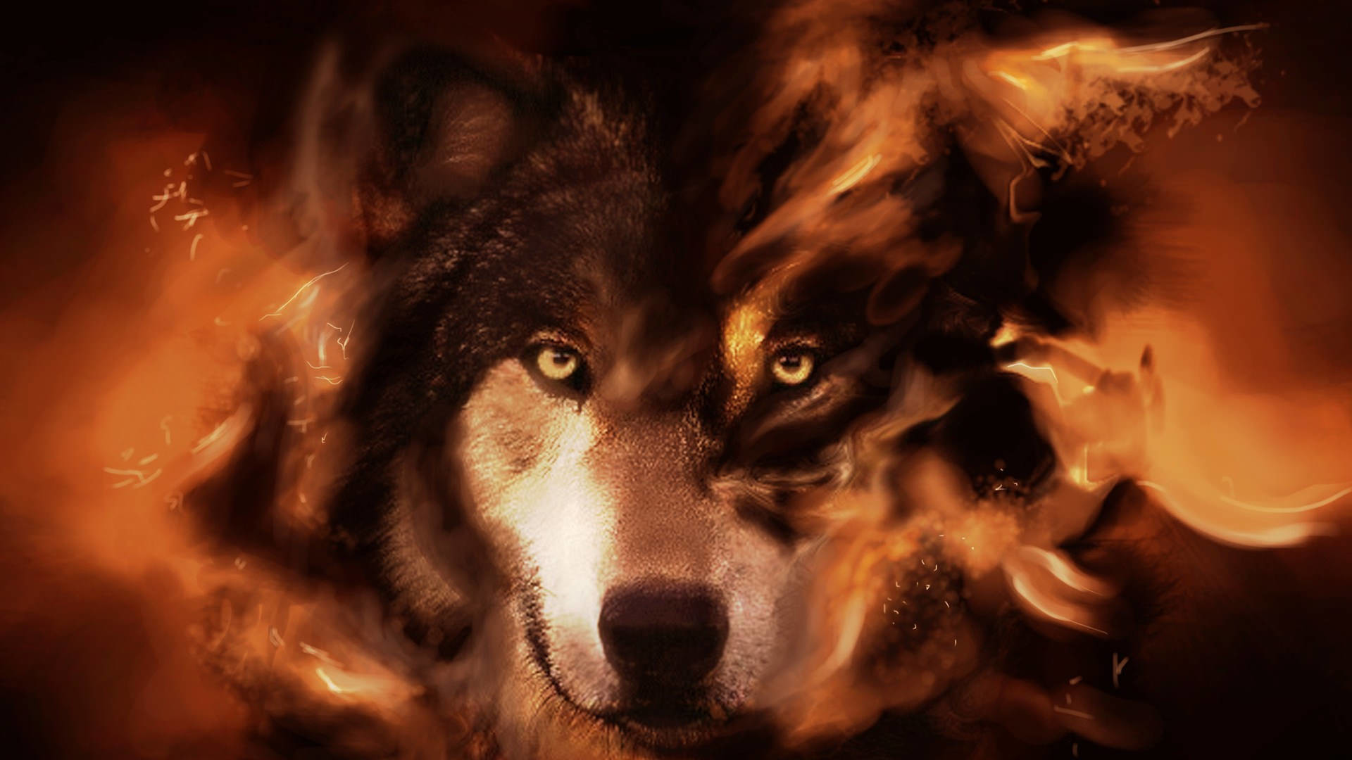 Graphically Designed Wolf Wallpaper