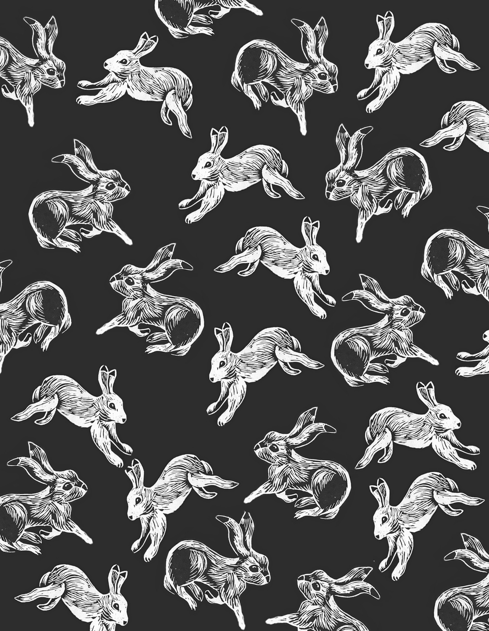 Whimsical Bunny Print – black & white pattern // Charlotte Neve