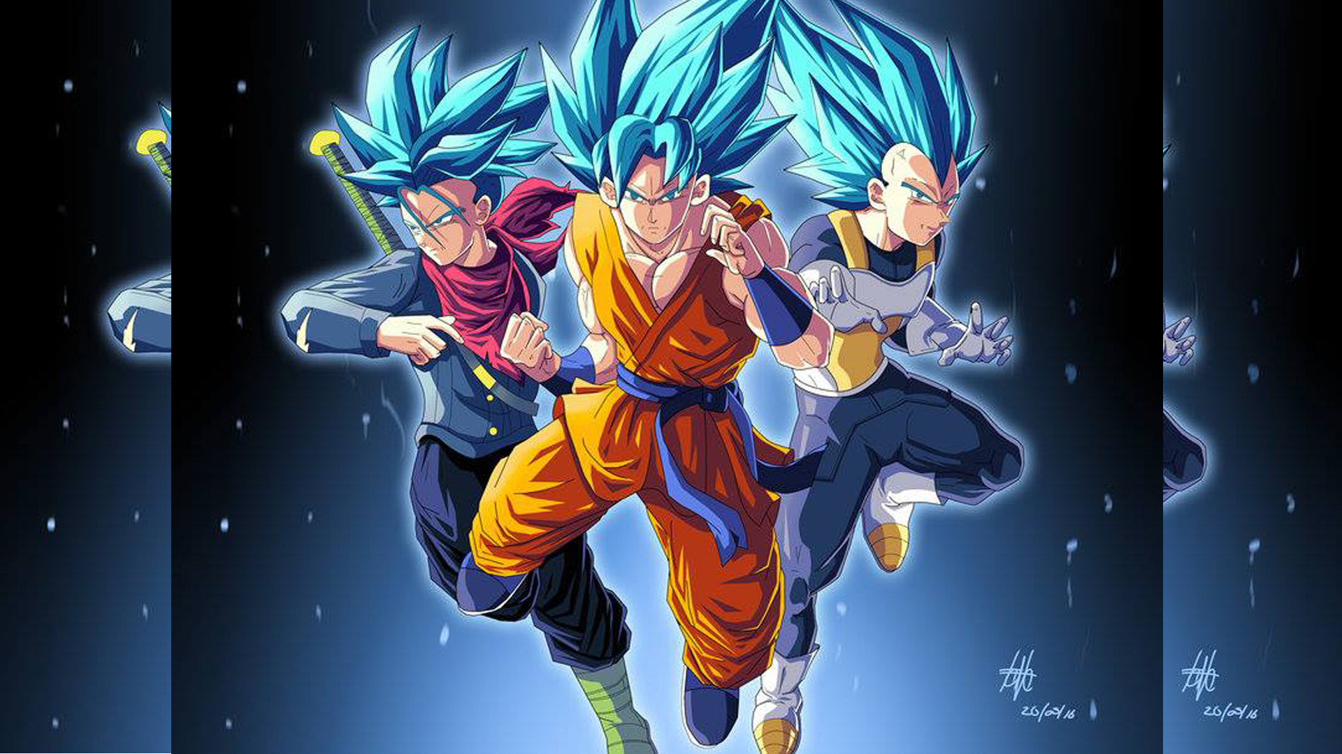 Trunks, Goku and Vegeta for Super Saiyan Wallpaper