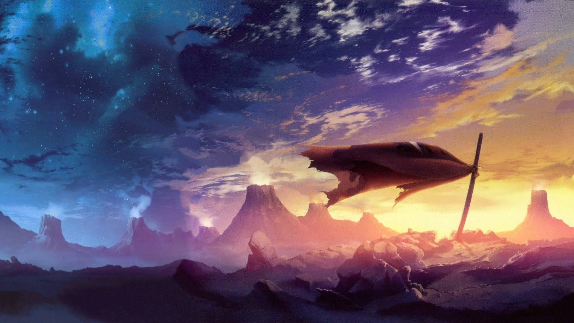 Anime Landscape Scenery Clouds Stars Buildings for MacBook Pro 13 inch  2560X1600 HD wallpaper  Pxfuel