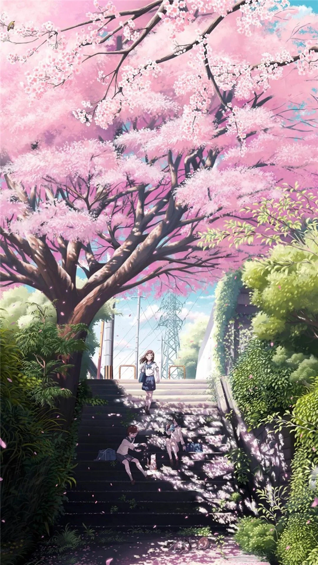 Anime Dreamy Girl Step #iPhone #plus #wallpaper. Anime ArtCherry BlossomsArt