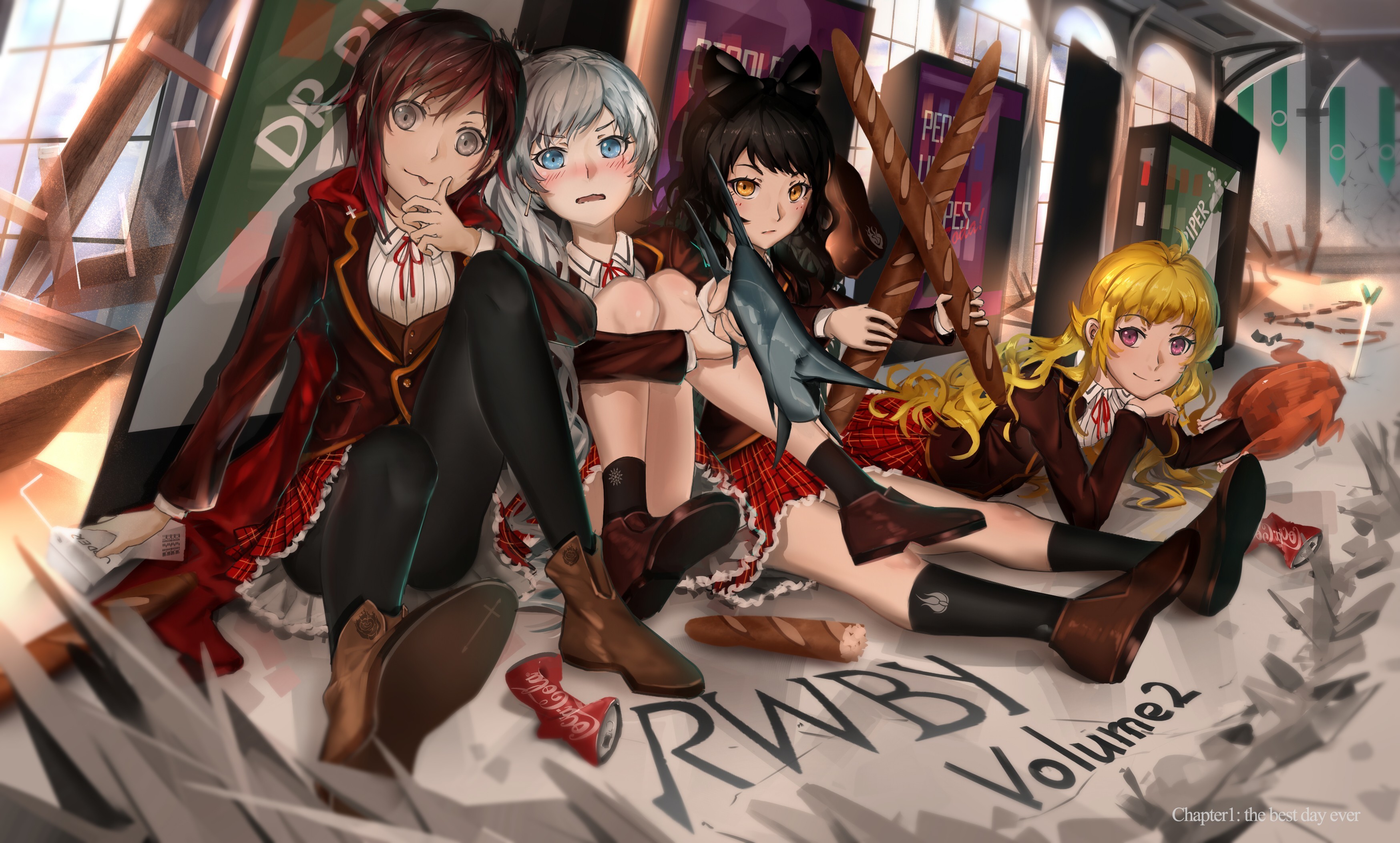 Anime Rooster Teeth RWBY Ruby Rose (character) Weiss Schnee Blake  Belladonna Yang Xiao