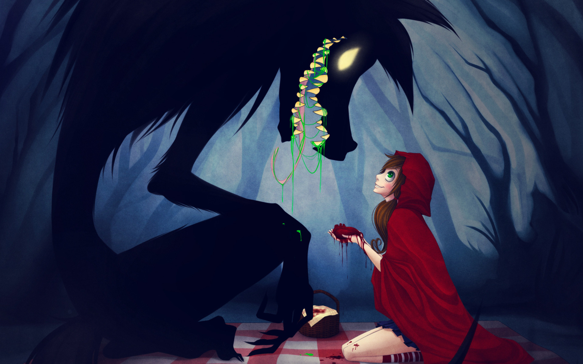 Red Riding Hood anime animals wolves trees forest women girls dark creepy spooky fangs wallpaper 23904 WallpaperUP