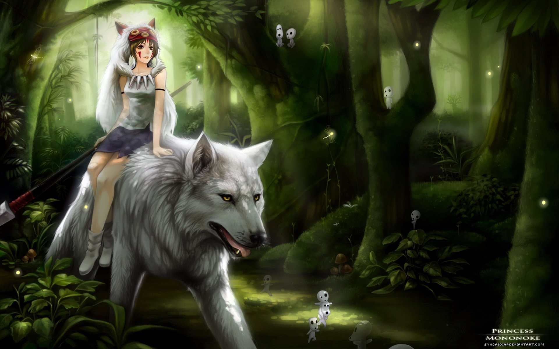 Movie Princess Mononoke Princess Forest Wolf Green Magic Anime Wallpaper