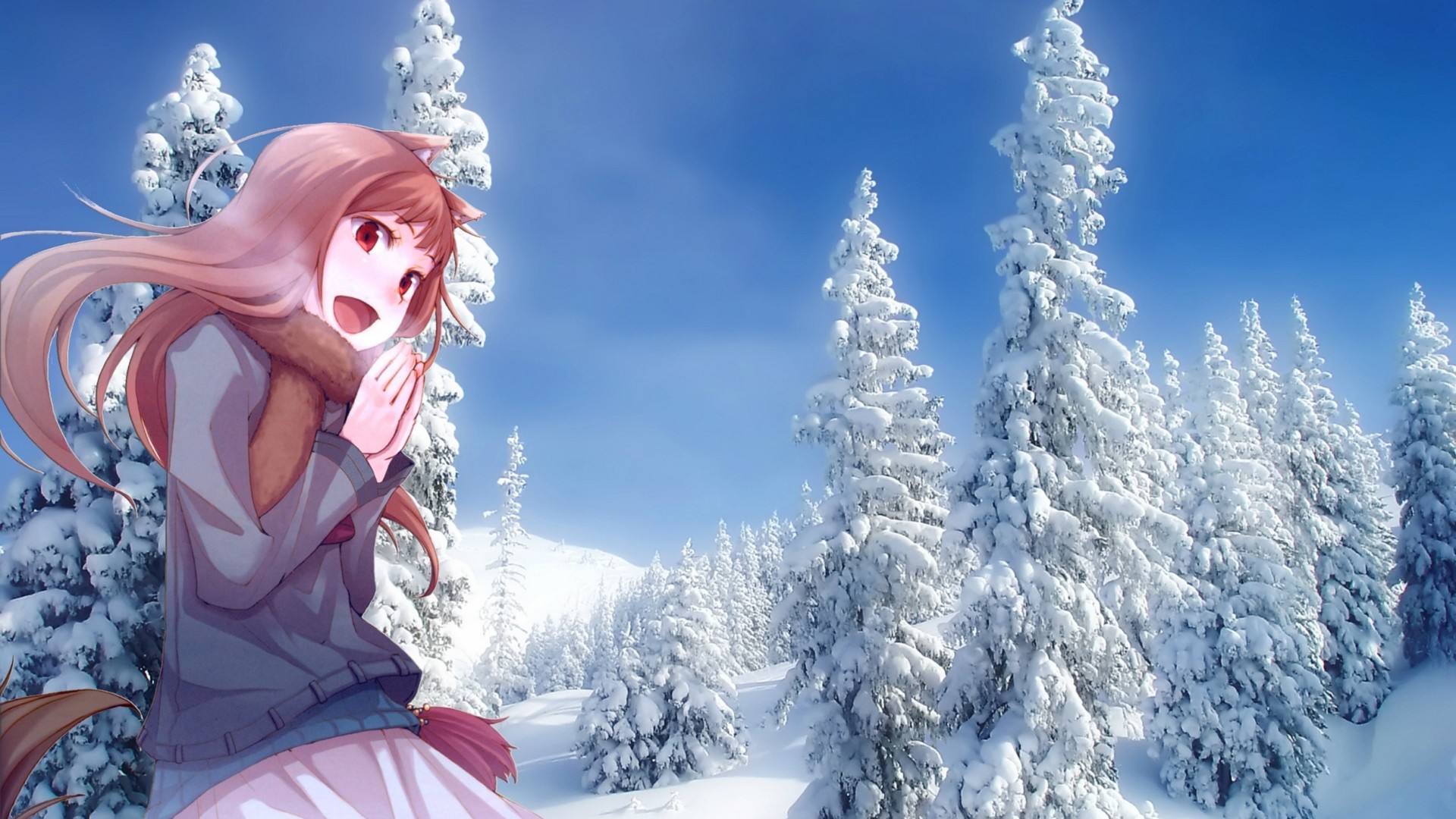 Download Girl Spice Wolf Winter Cold Forest Dazzling Best Anime Wallpapers  In Many Resolutions