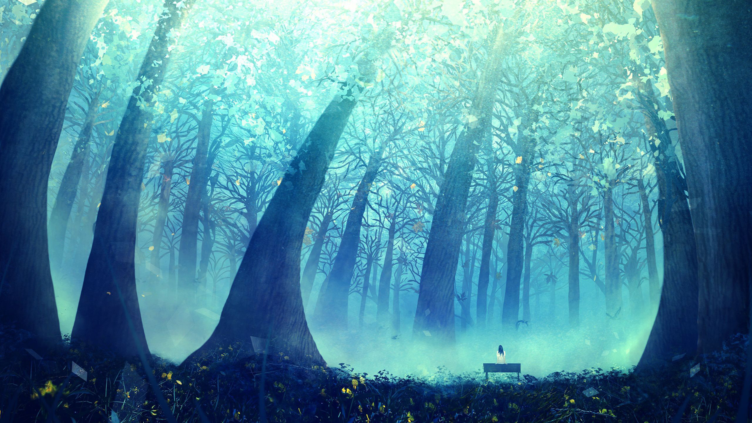 Deep Blue Forest wallpaper