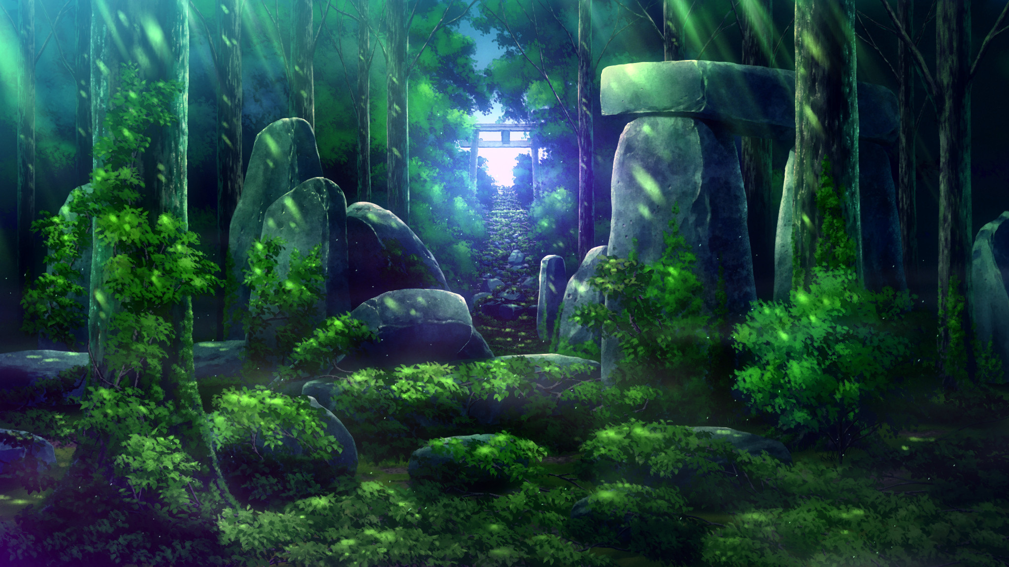 Anime Forest HD Wallpaper by 防人