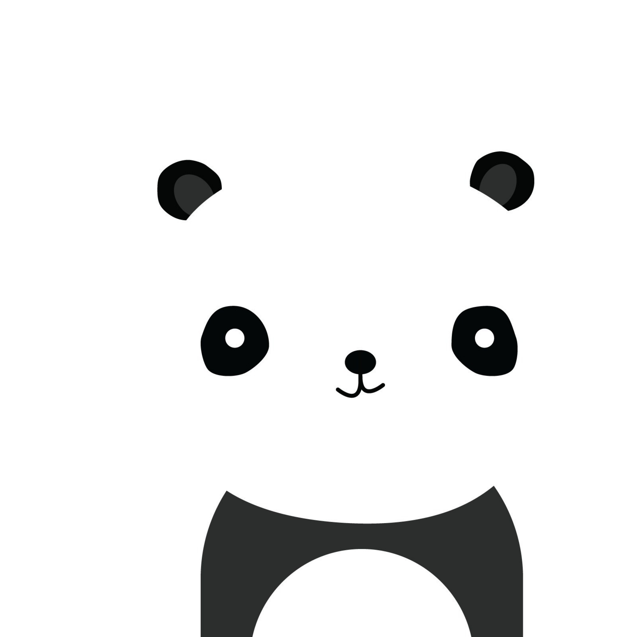 Preview wallpaper panda, smile, white, black, minimalist 2048×2048