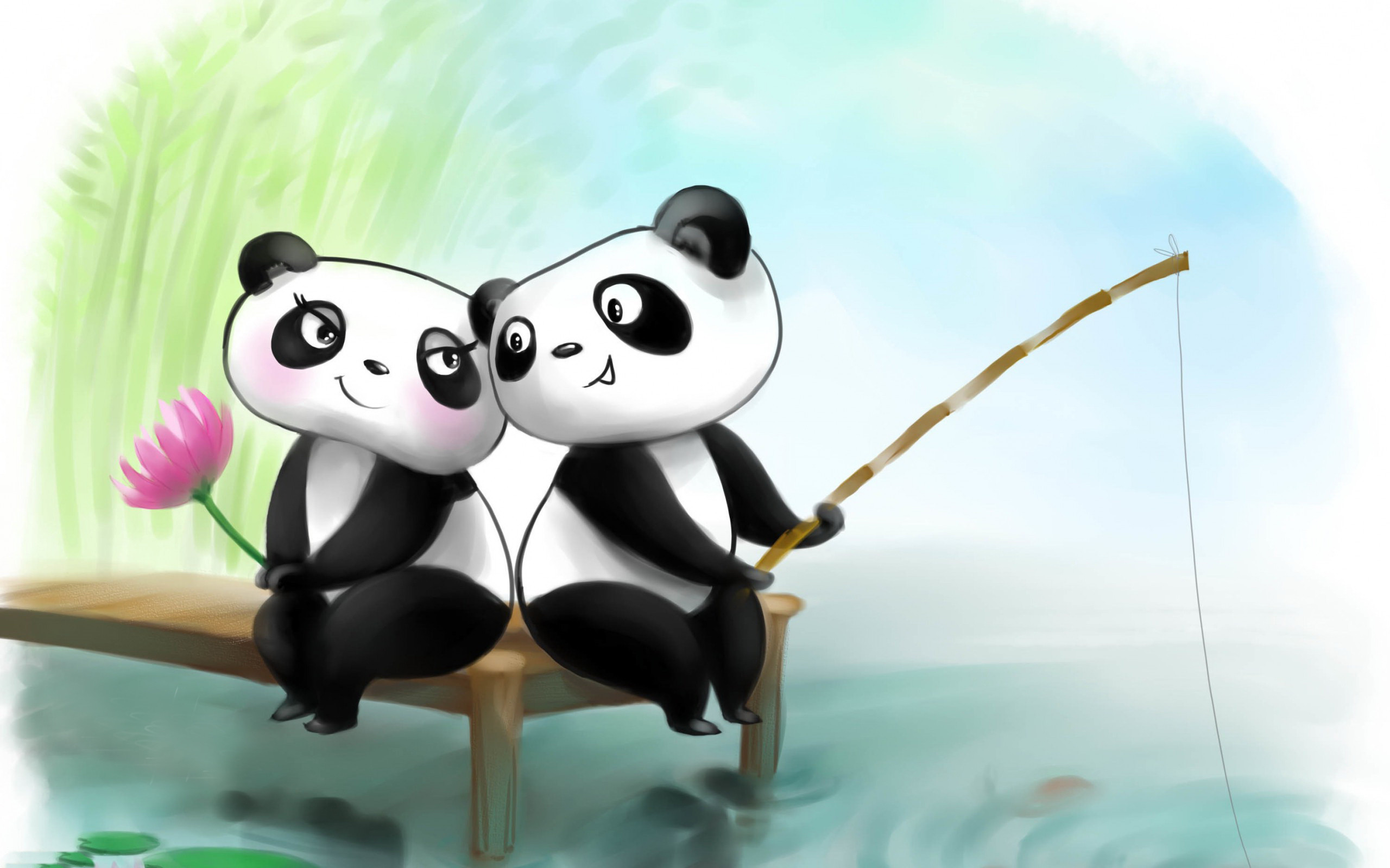 Romantic panda couple high definition wallpapers