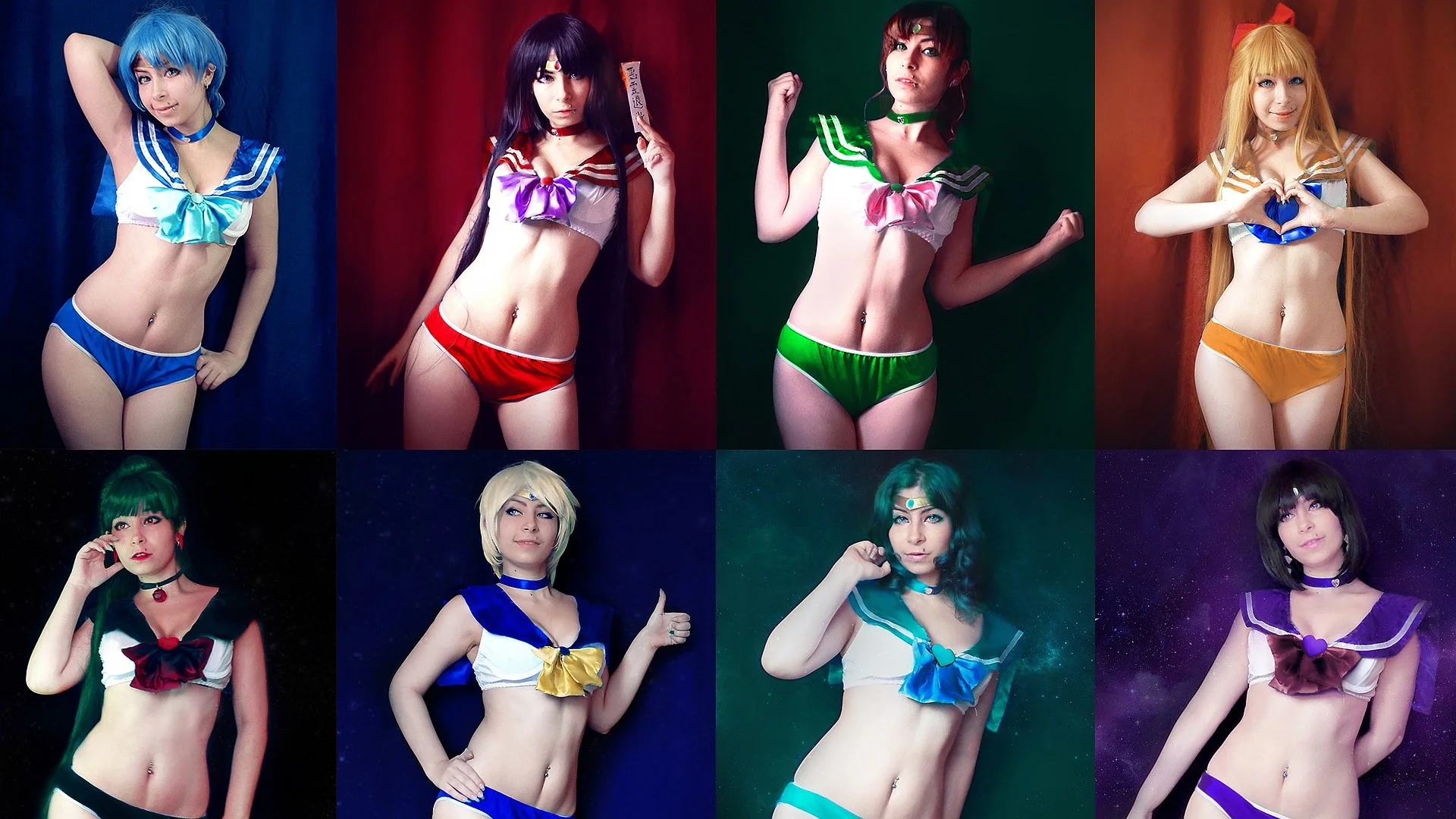 Wallpaper of Inner & Outer Sailor Scouts cosplay from Sailor Moon