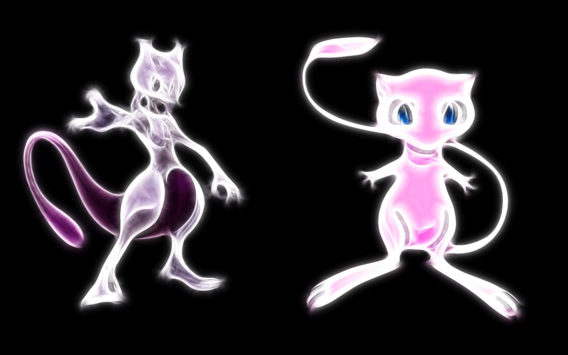 Download the Pokemon anime wallpaper titled: 'Mewtwo and Mew'.