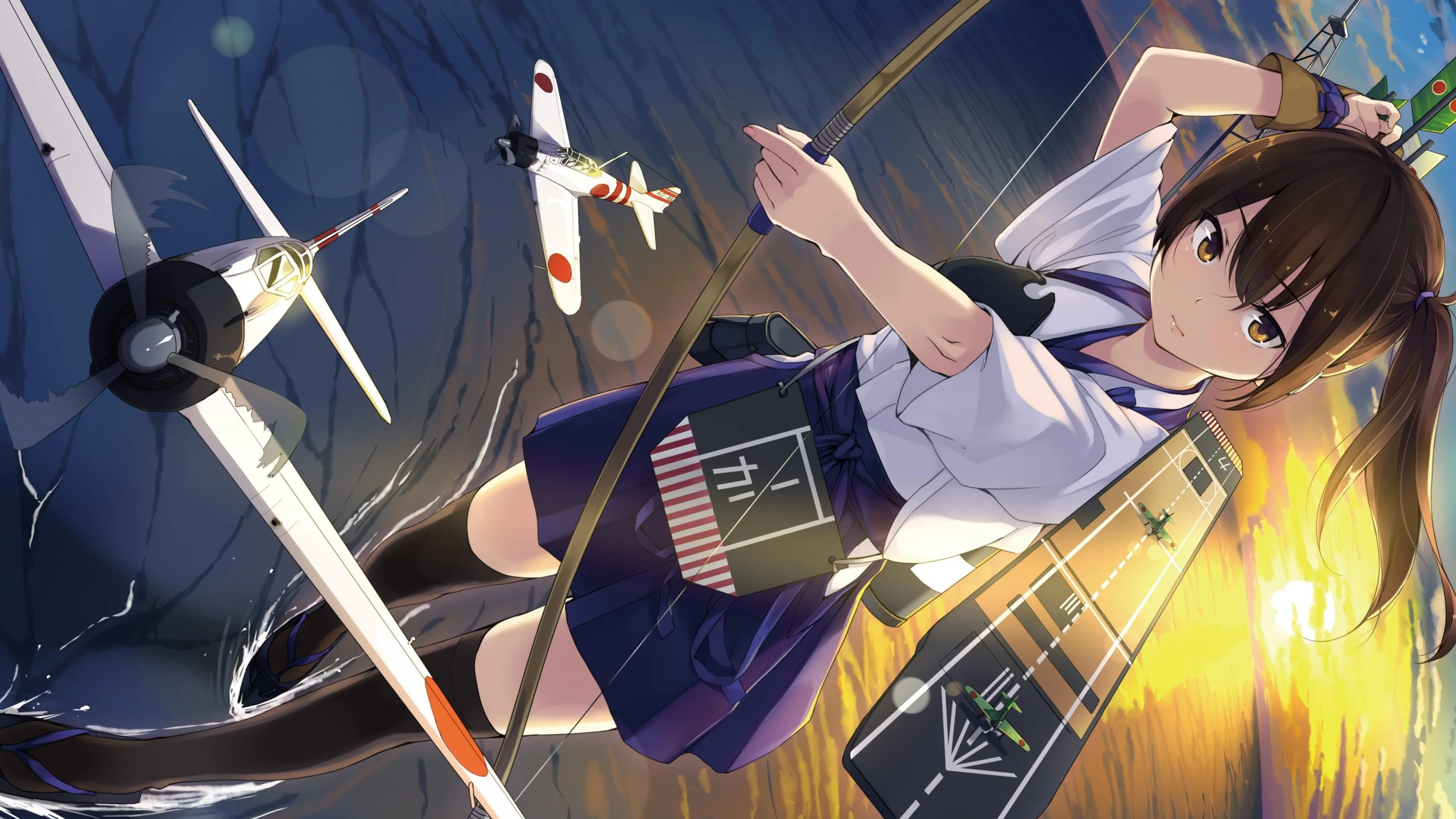 Wallpaper unasaka ryou, kaga aircraft carrier, girl, warrior