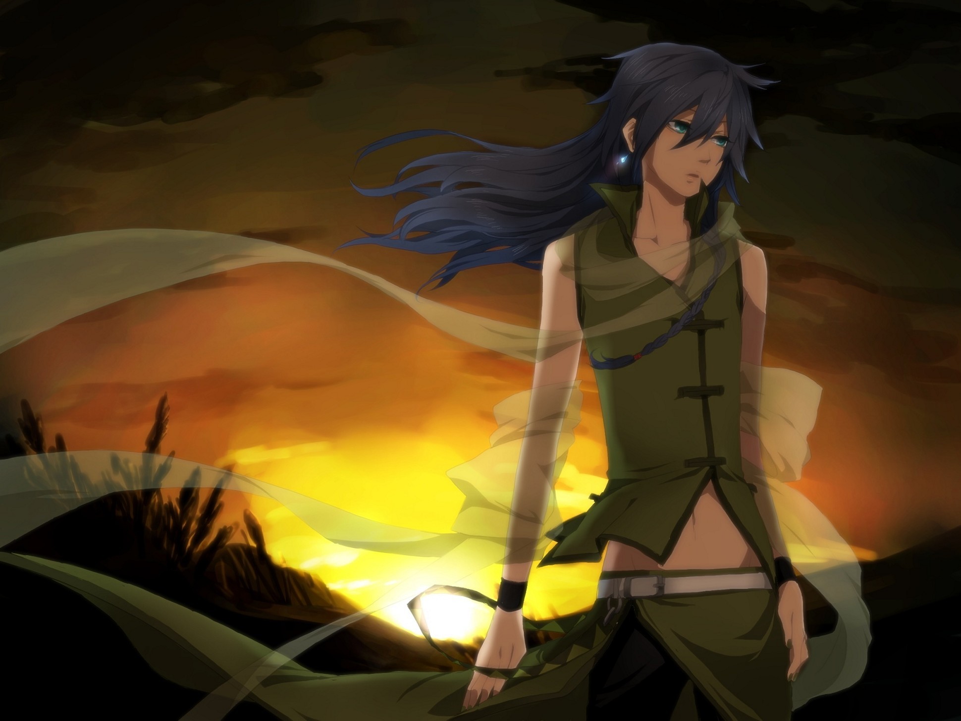 Vocaloid Girl Sunset Wind Cute Kawaii Anime Wallpaper