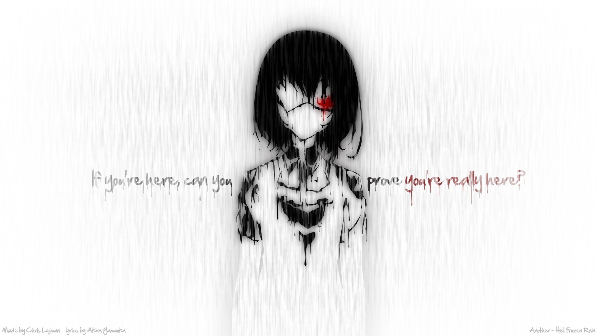 Creepy rain blood quotes eyepatch typography anime anime girls another anime series misaki mei bla Wallpaper