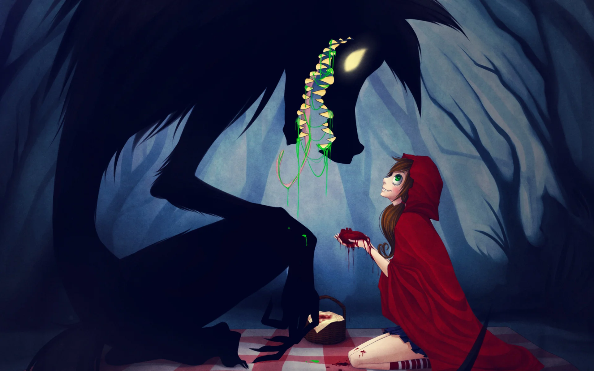 Red-Riding-Hood anime animals wolves trees forest women girls dark creepy  spooky fangs wallpaper | | 23904 | WallpaperUP