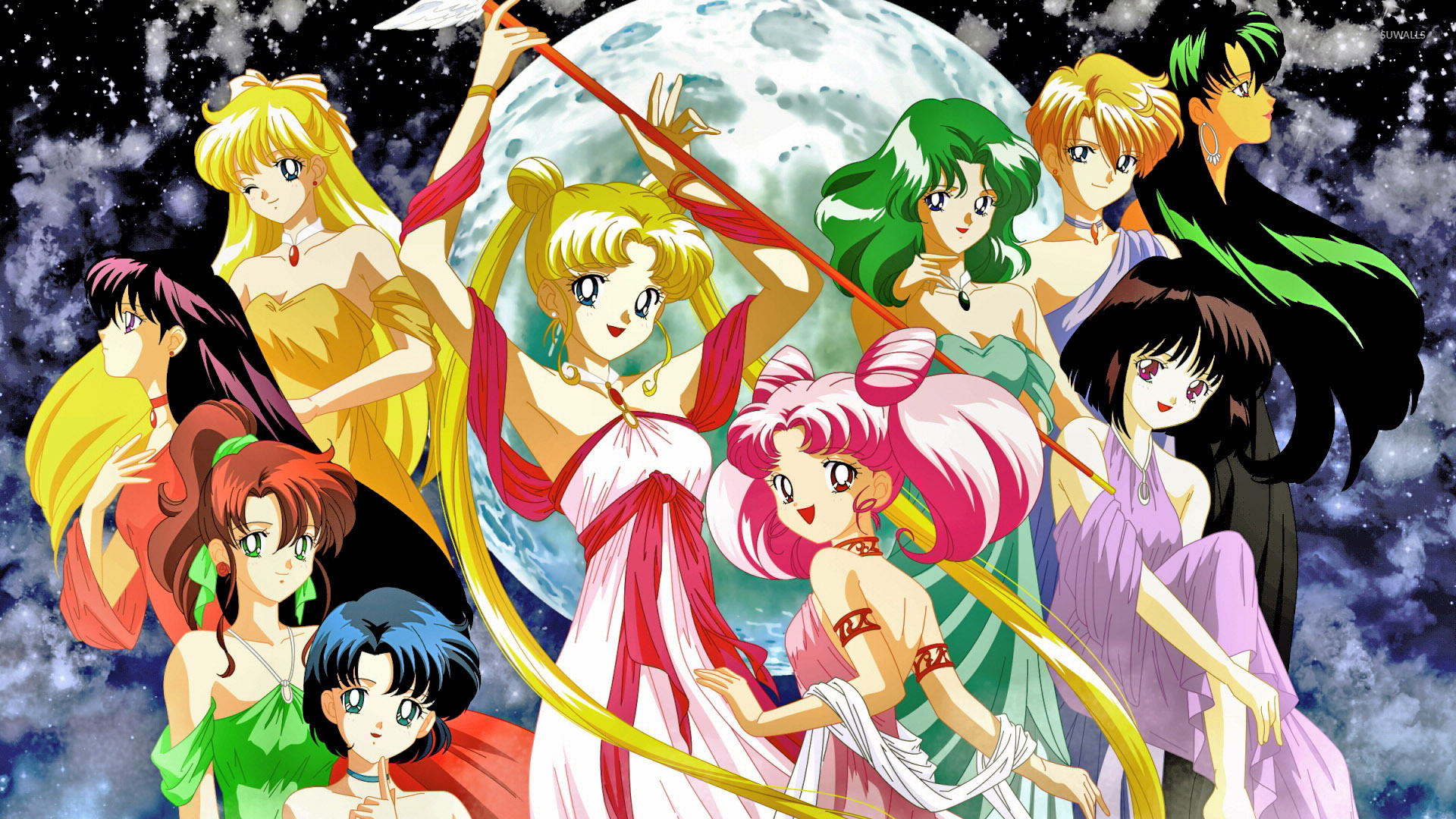 Sailor Moon character gathering wallpaper jpg