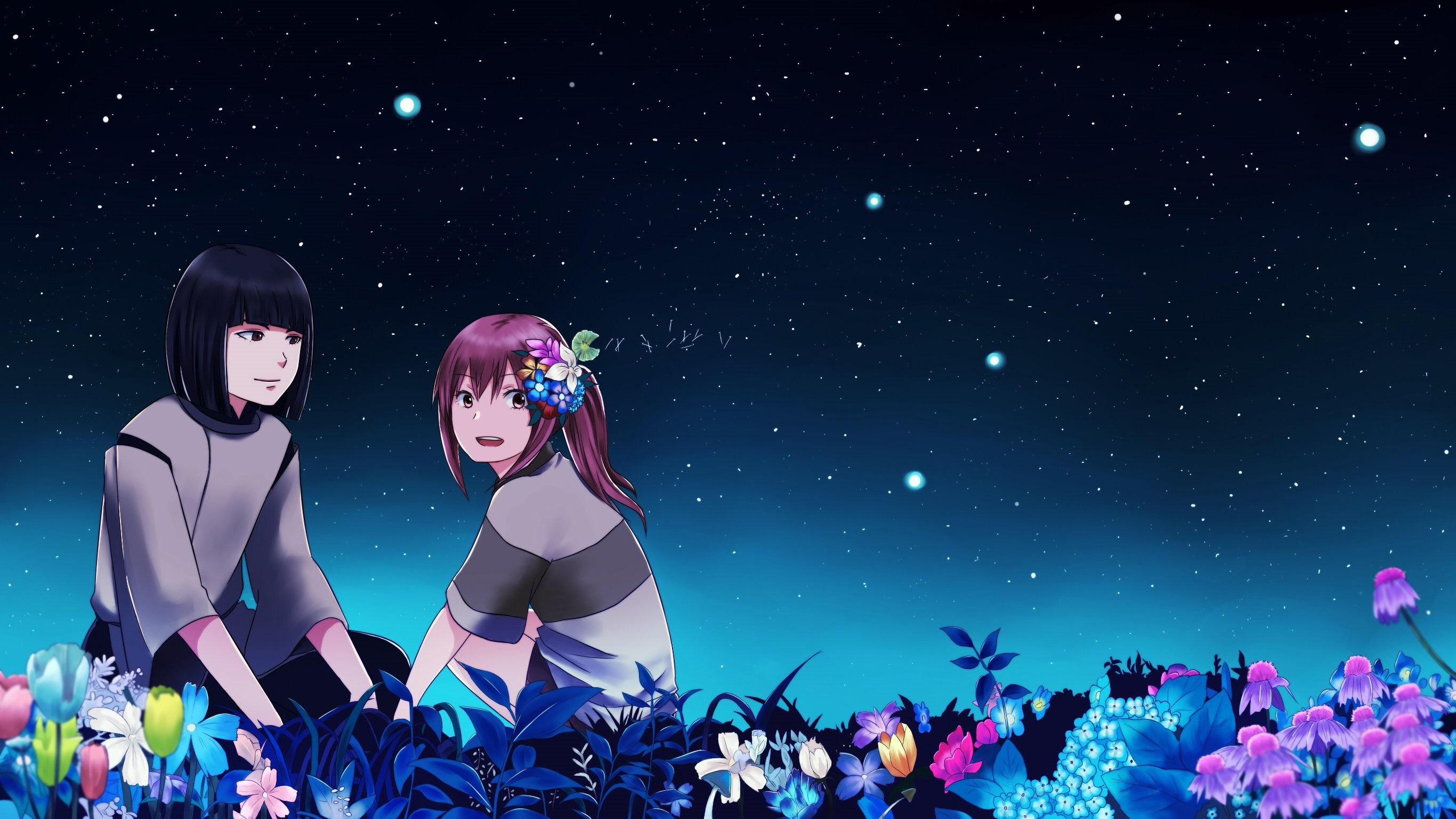 Flowers haku night ogino chihiro spirited away stars wallpaper 508711 WallpaperUP