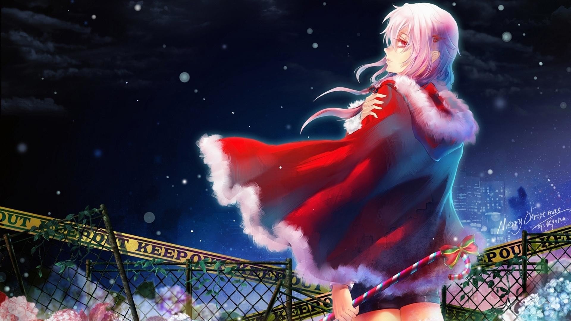 Christmas-red-dress-anime-girl-wallpaper
