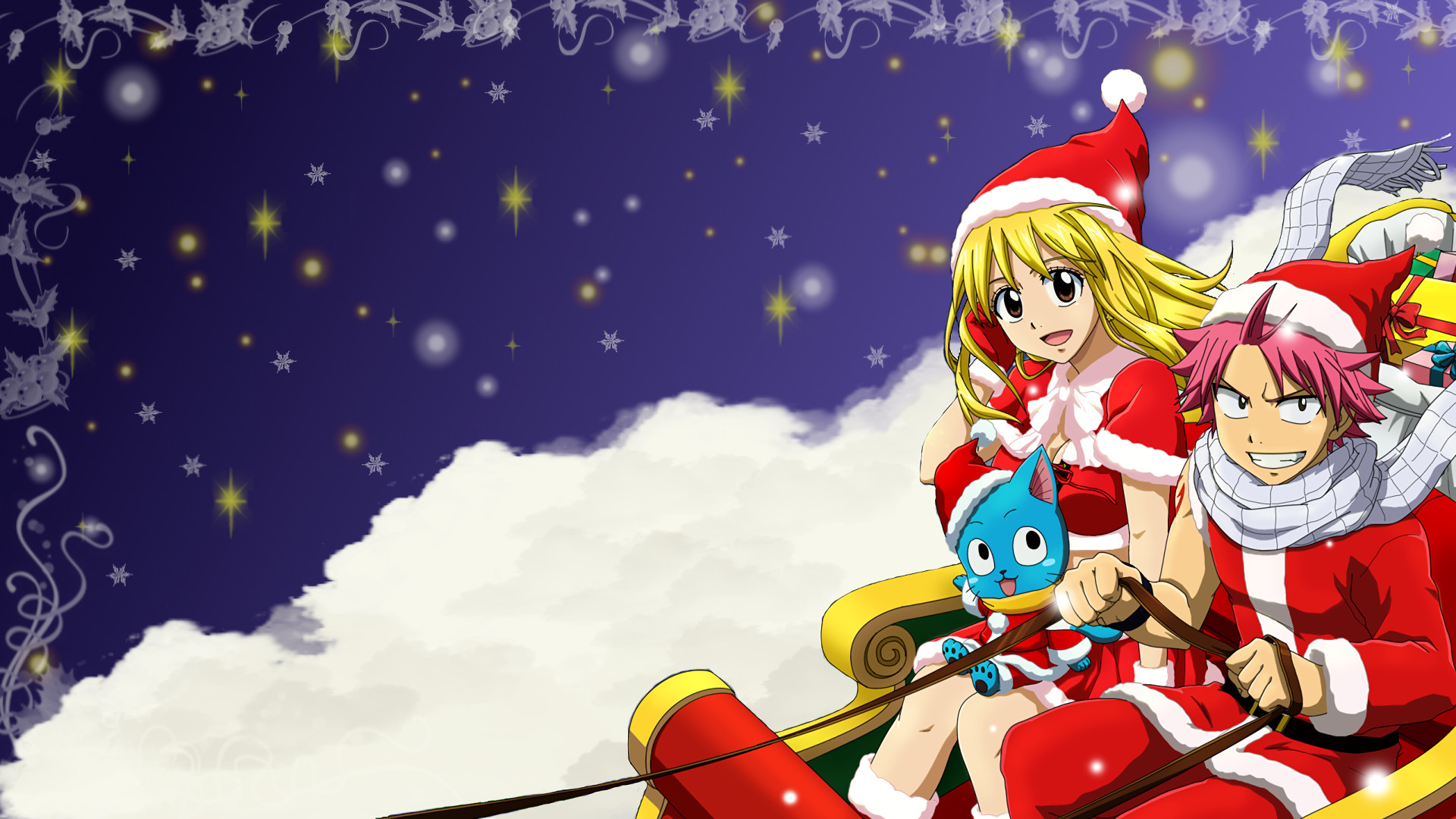 Anime – Fairy Tail Lucy Heartfilia Natsu Dragneel Happy (Fairy Tail) Christmas  Wallpaper
