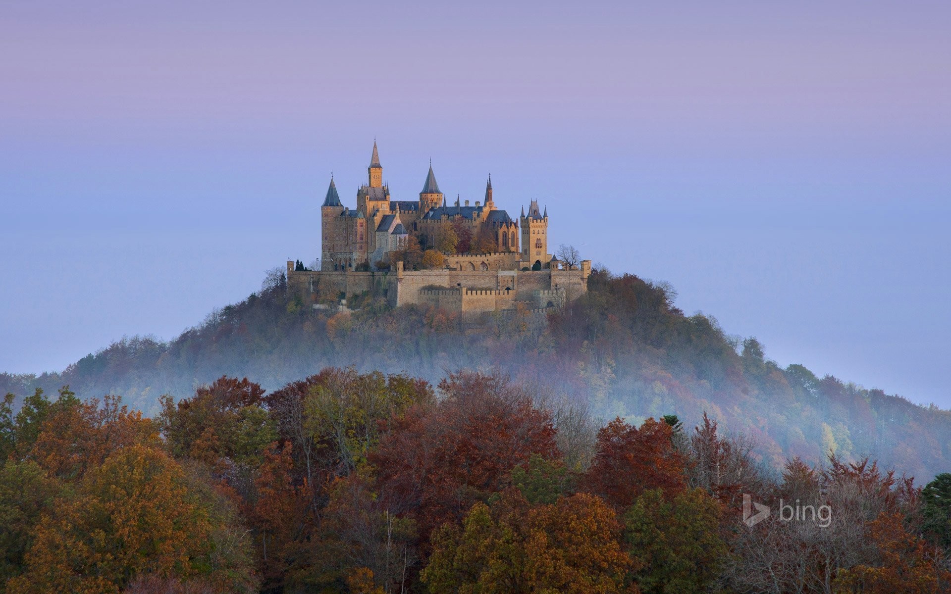 Germany hohenzollern castle sky mountain forest tree autumn