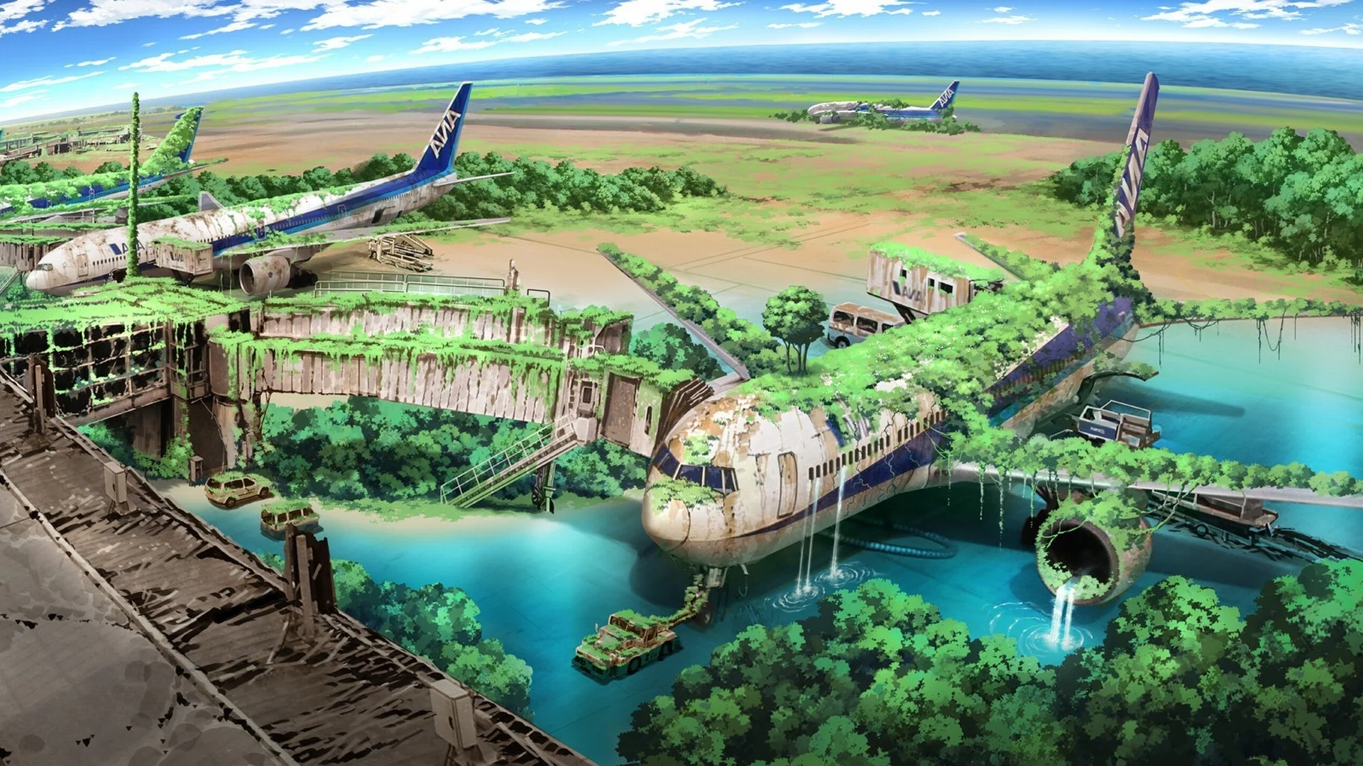 Apocalyptic, Airplane, Nature, Anime, Aircraft, Drawing Wallpapers HD / Desktop and Mobile Backgrounds
