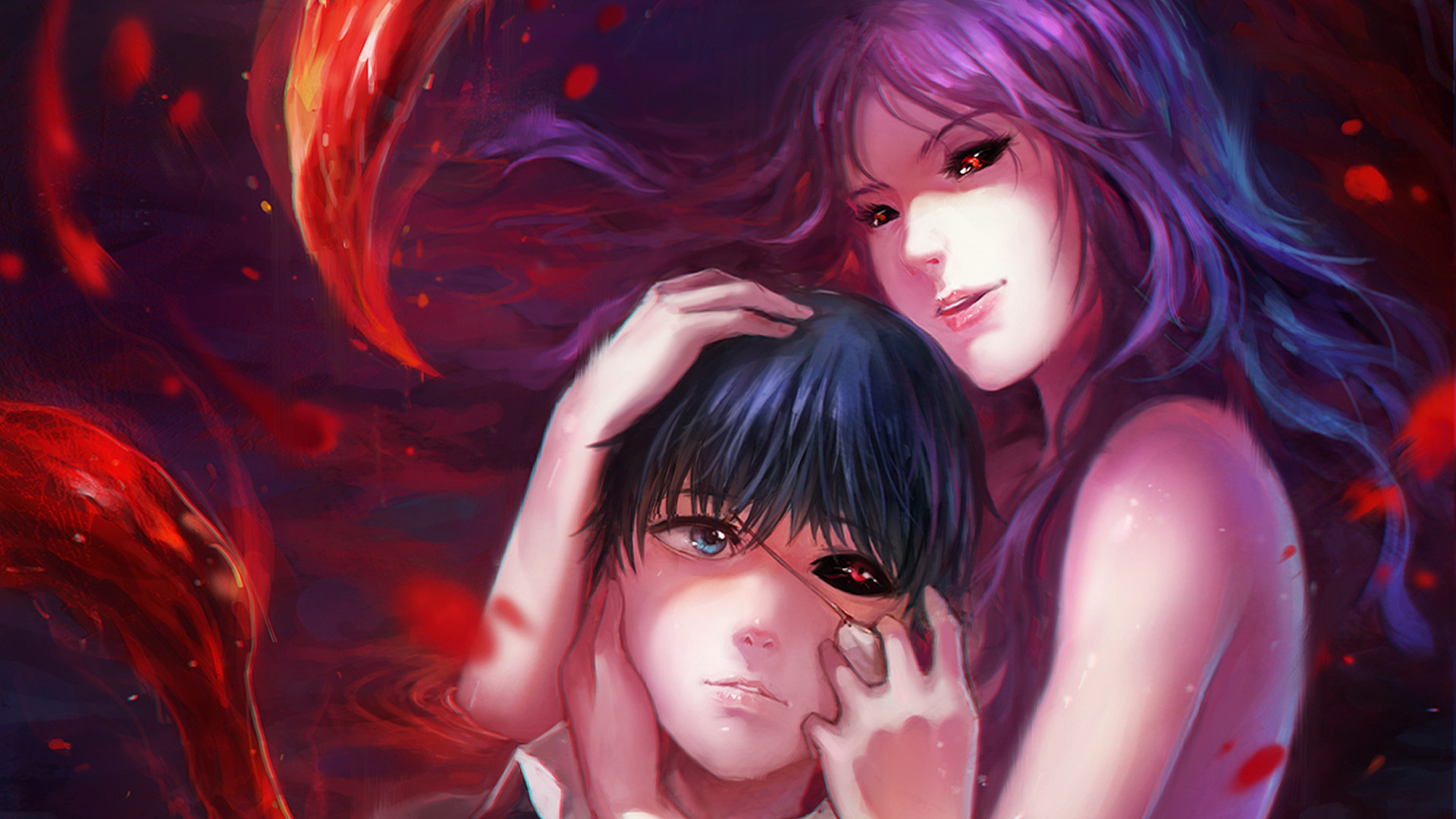 Anime Tokyo Ghoul Rize Kamishiro Ken Kaneki Wallpaper