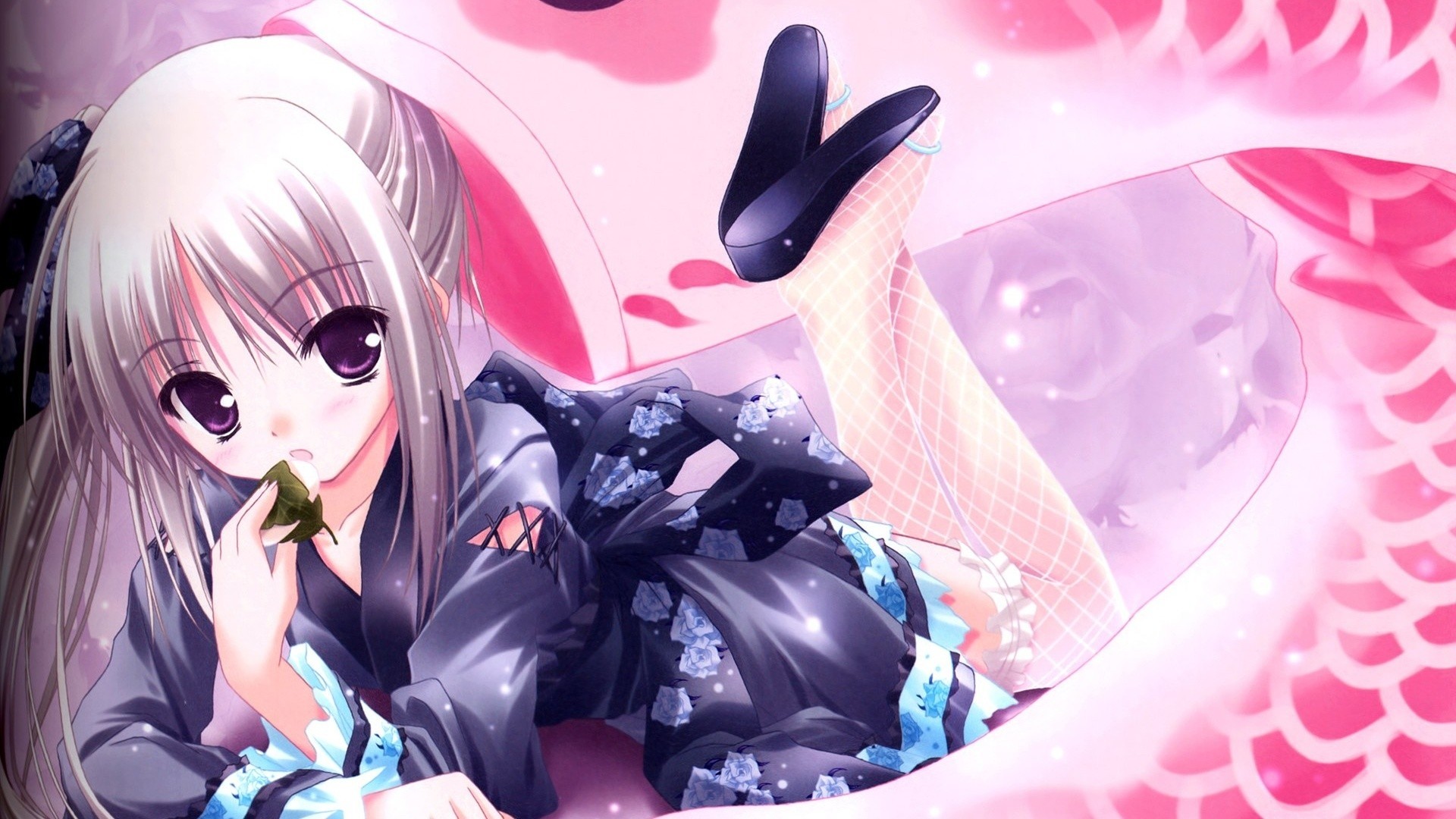 Preview wallpaper girl, anime, dress, tights 1920×1080