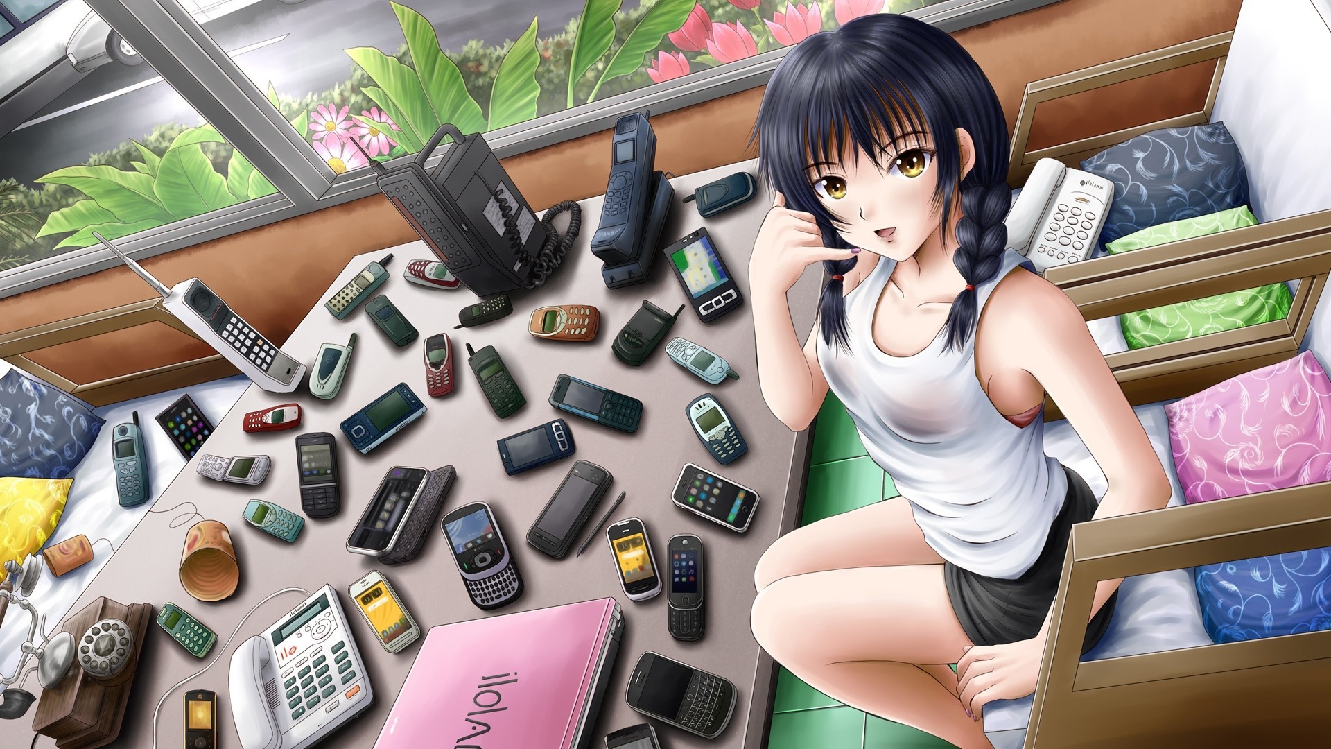 Wallpaper anime, girl, mobile phones