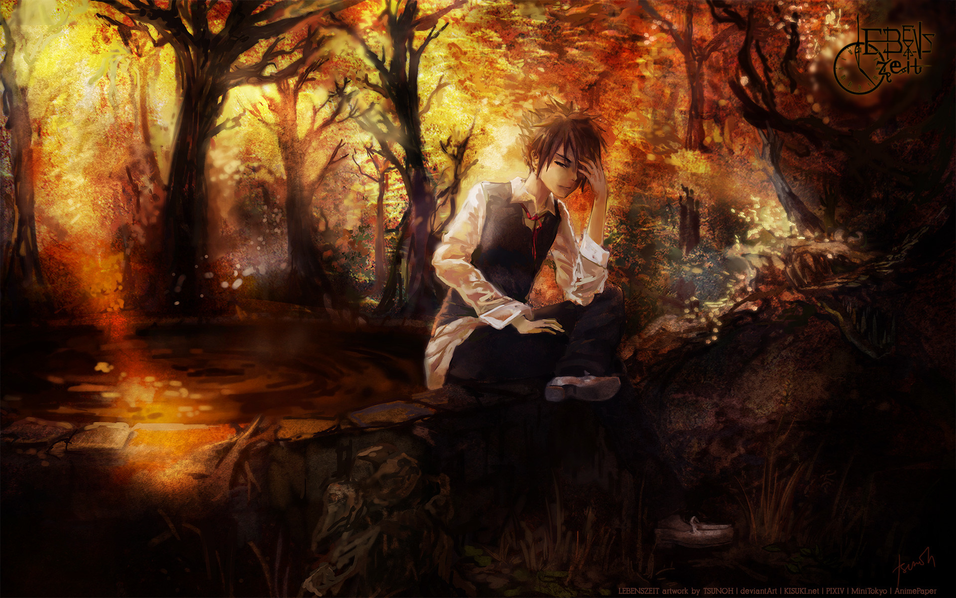 Anime Autumn Scenery Sunset 4K Wallpaper 46