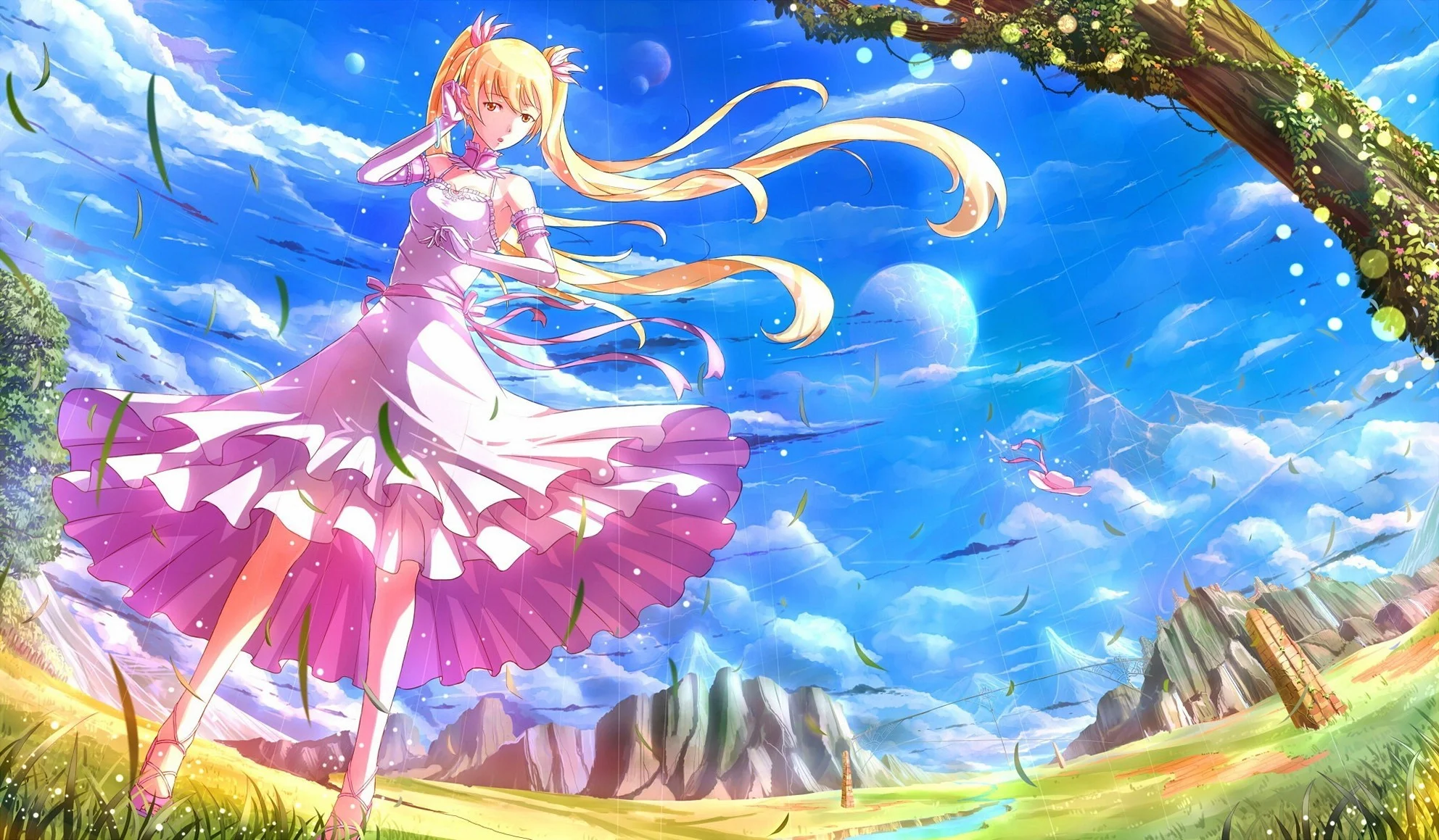 Girl Hair Blonde Nature Wind Inspired Live Anime Wallpaper