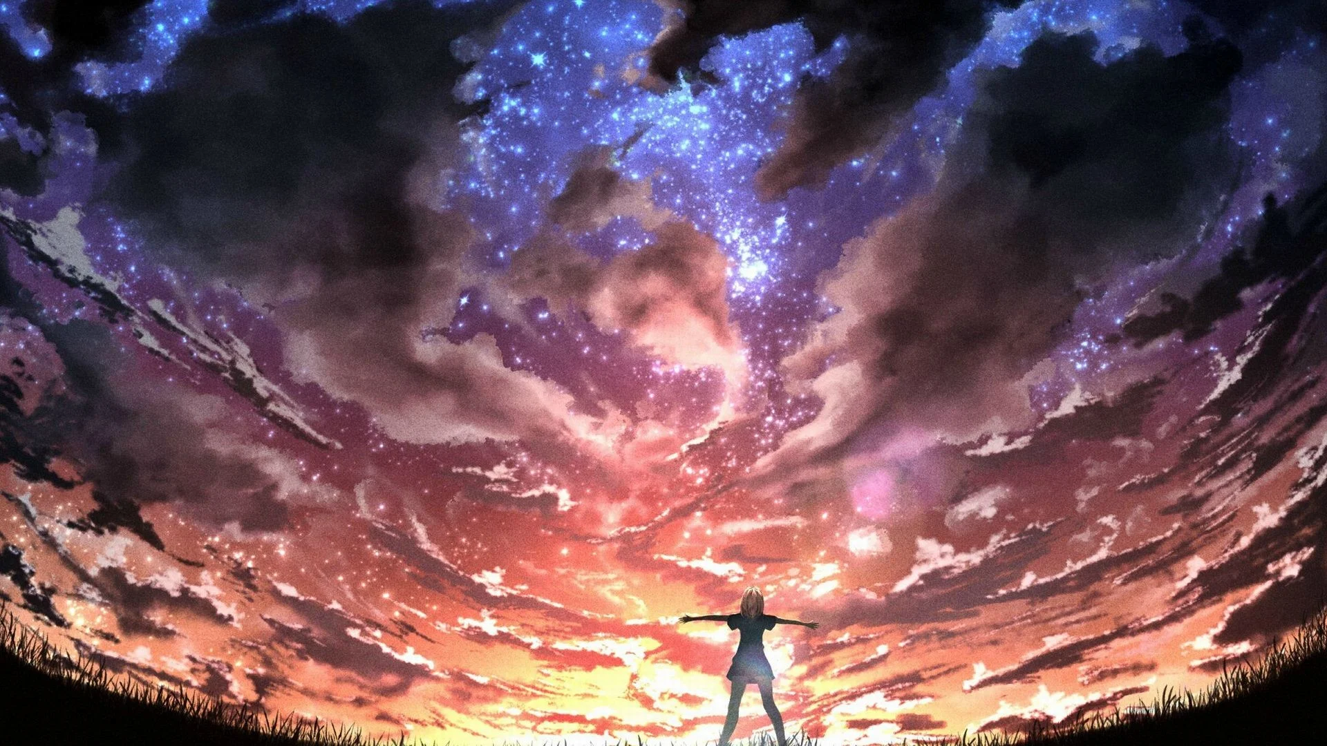 Sunrise Anime Road Sky Clouds Wallpaper 4K HD PC 4820f