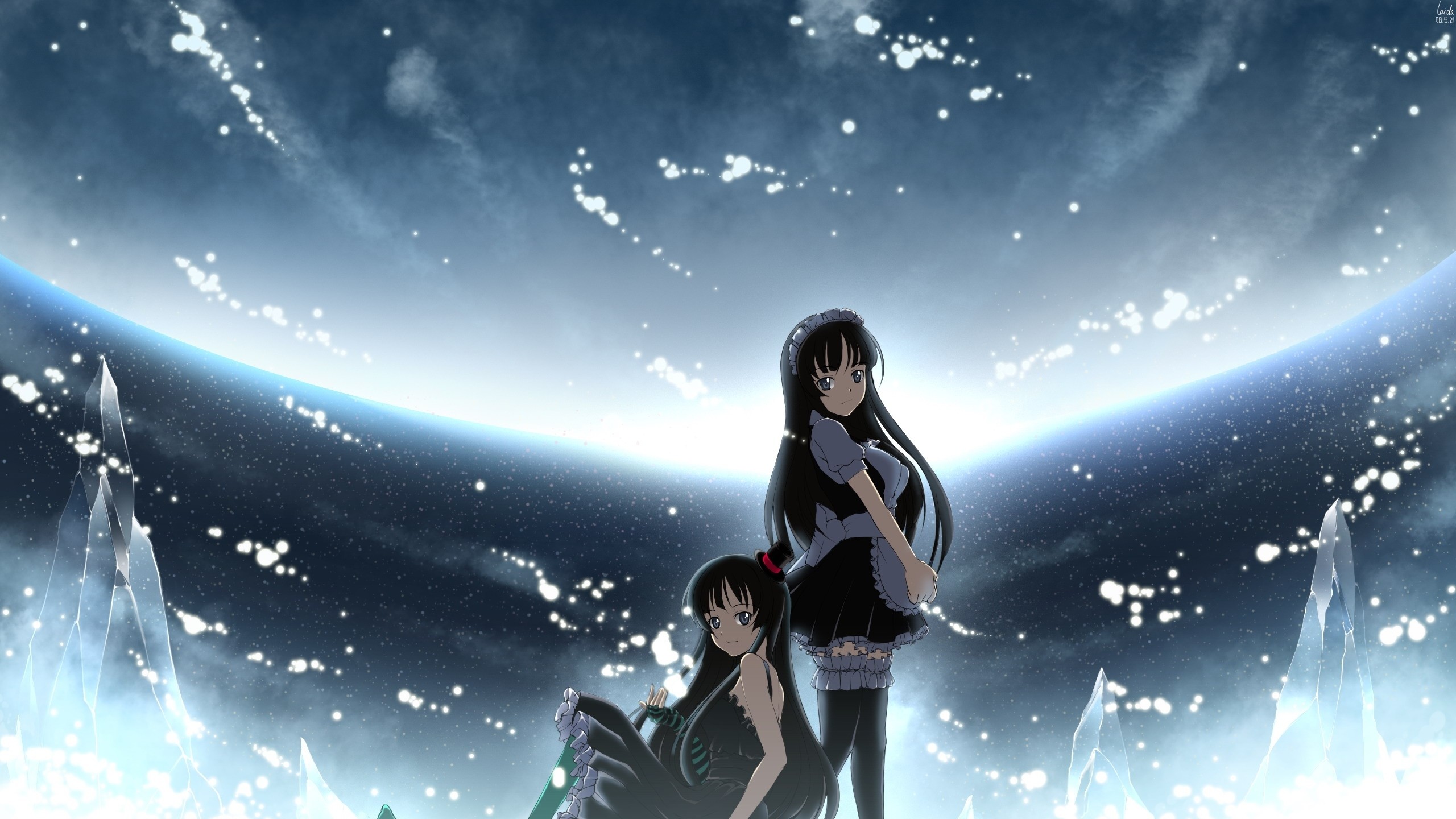 Wallpaper anime, brunette, ice, snow, space