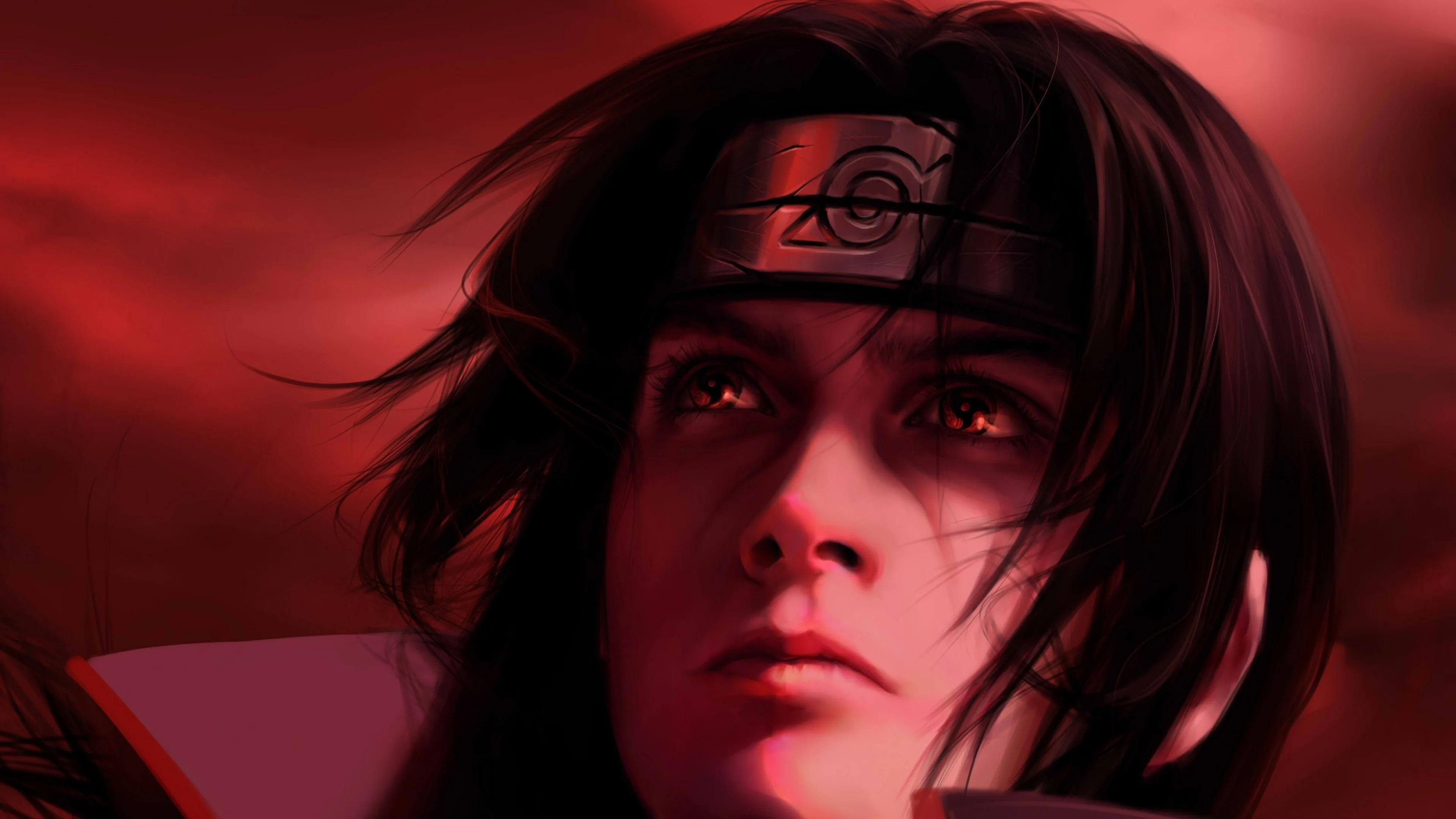 Preview wallpaper olggah, naruto, itachi uchiha, mangekyou sharingan 3840×2160