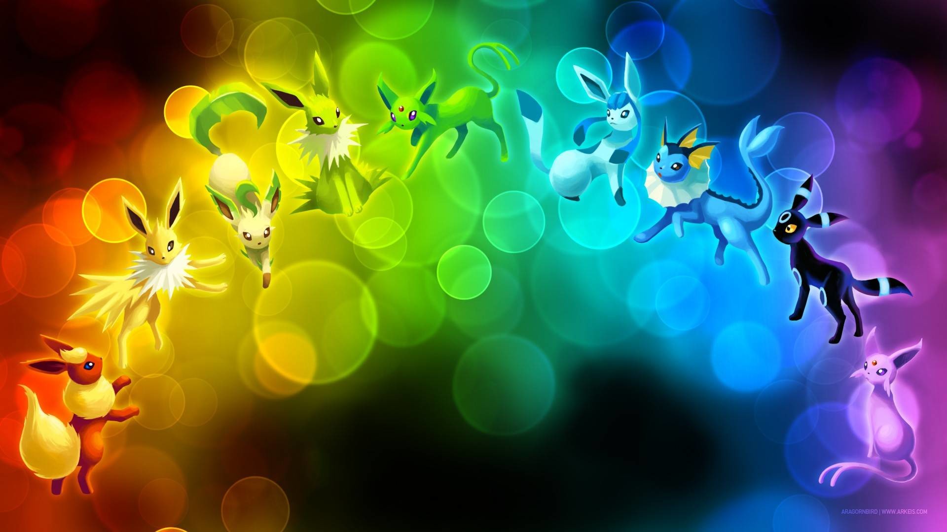 Eevees Evolutions Gradiants – Pokemon Wallpaper