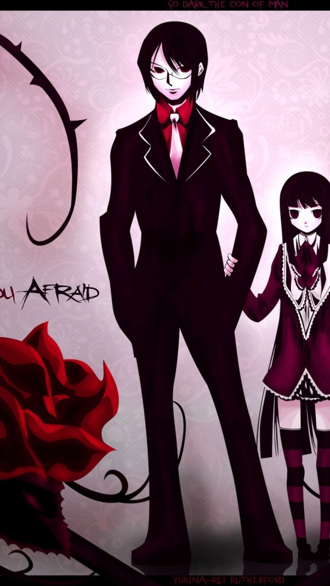 Wallpaper boy, dark anime, girl, rose, background