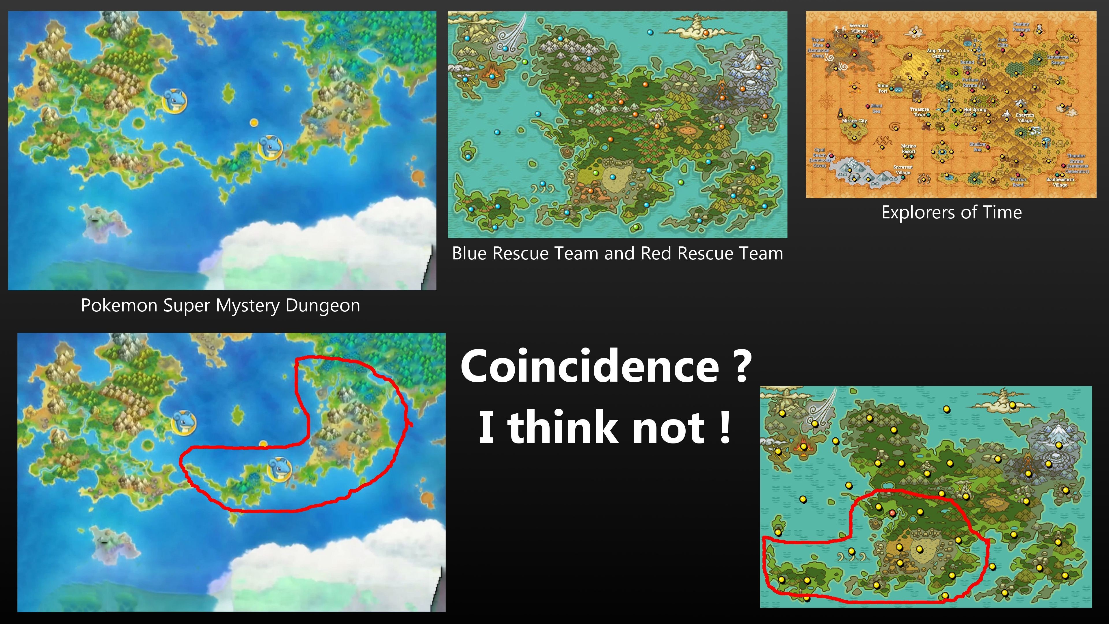 Pokemon Super Mystery Dungeon Map Comparison by orange potatoe