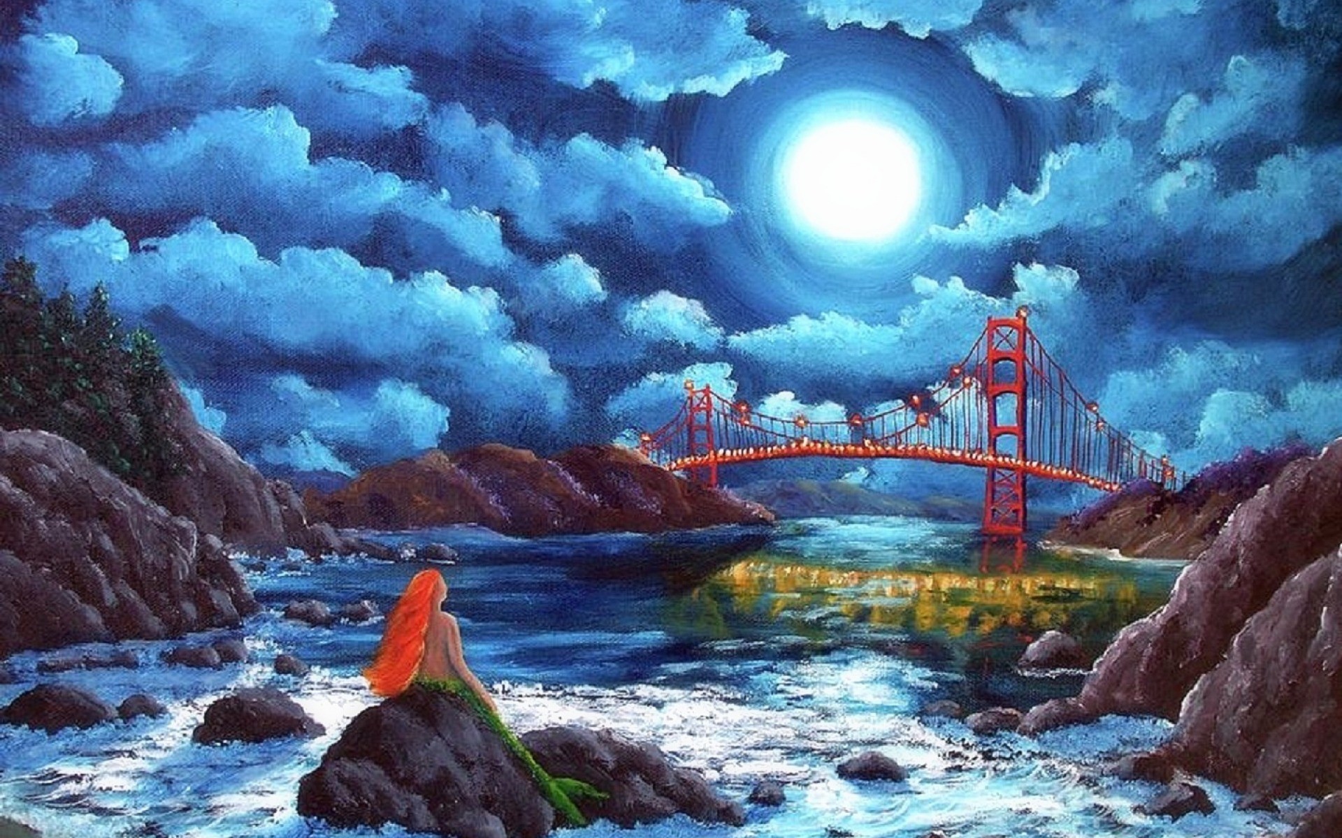 Golden Gate Bridge Mermaid wallpapers and stock photos